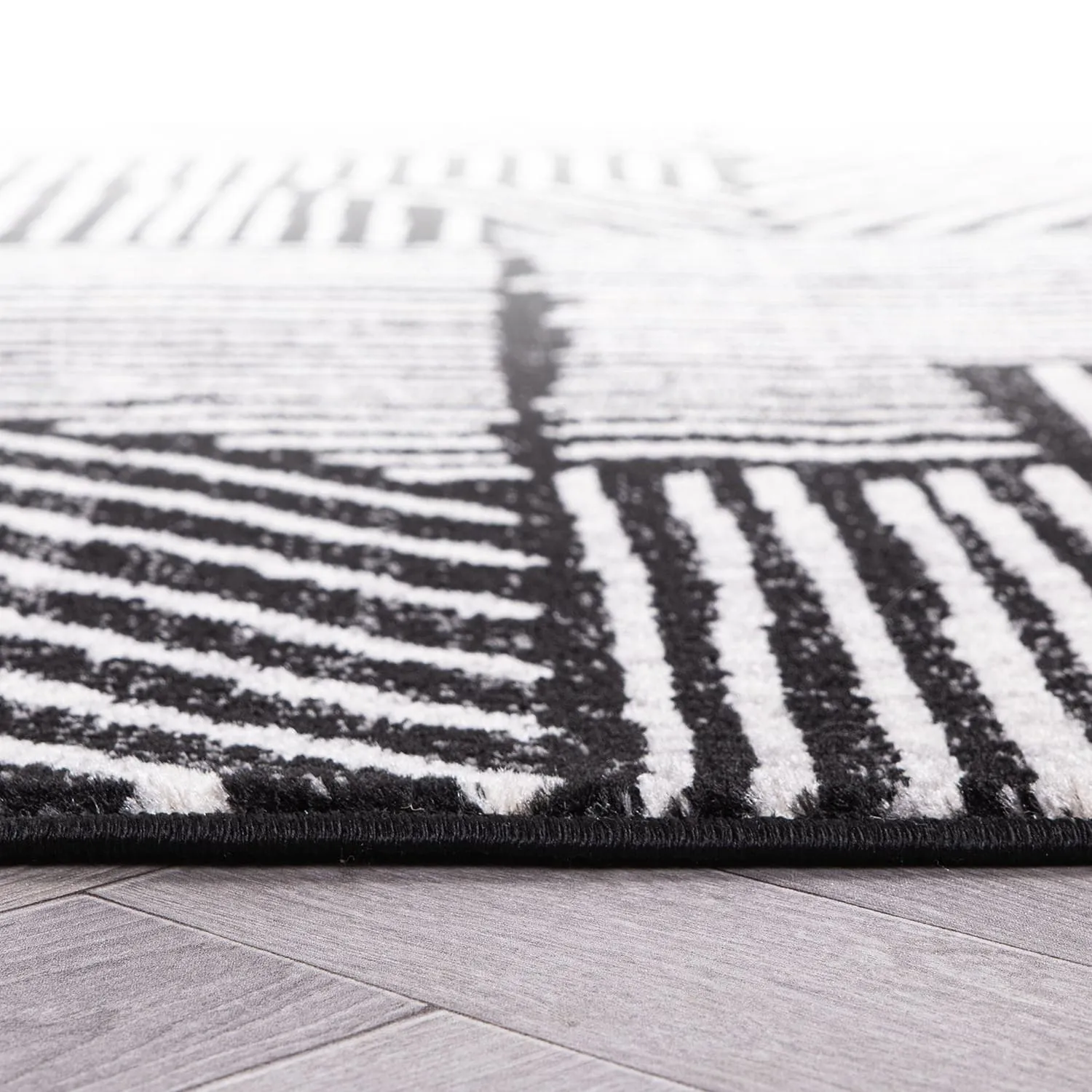 World Rug Gallery Contemporary Boho Stripes Black Area Rug