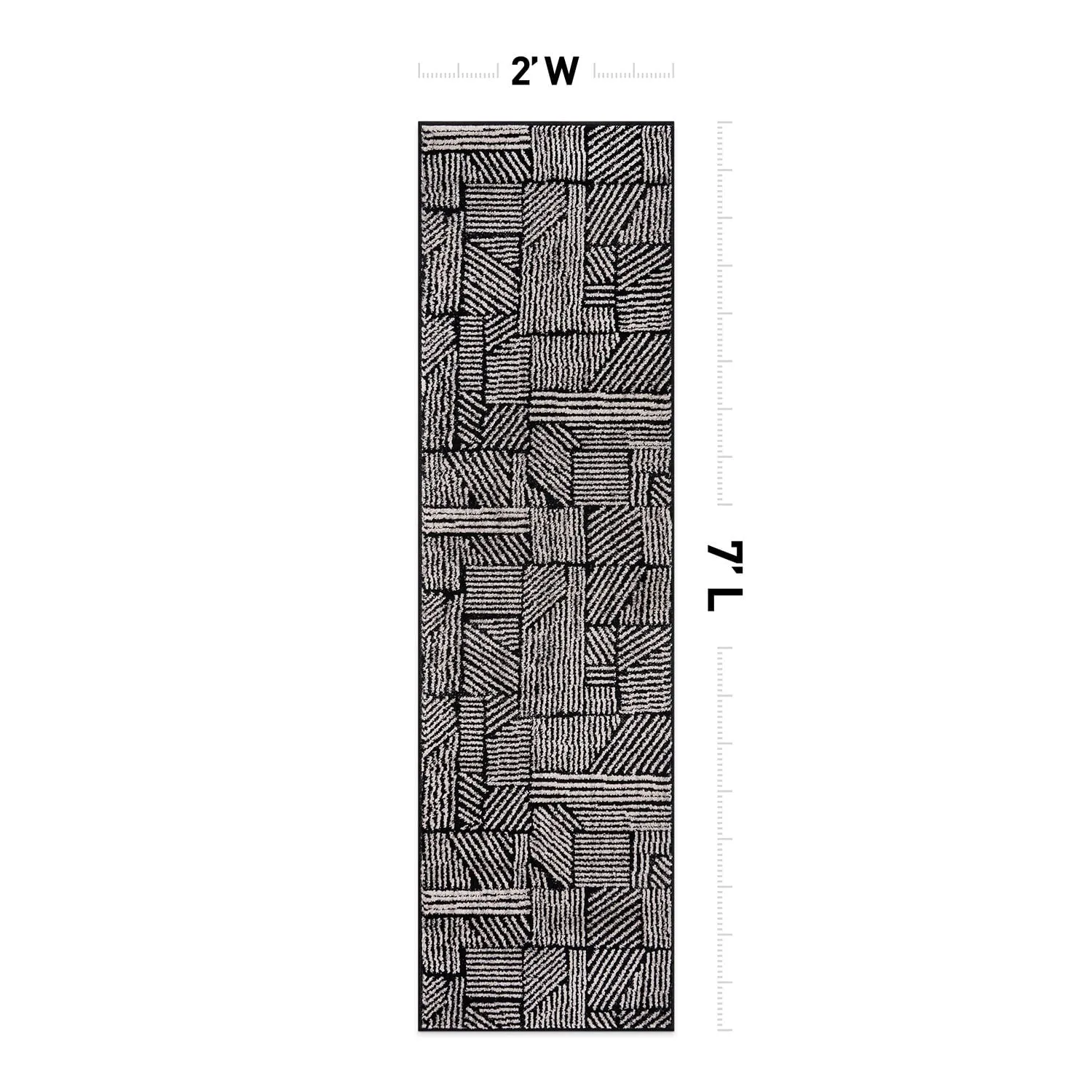 World Rug Gallery Contemporary Boho Stripes Black Area Rug