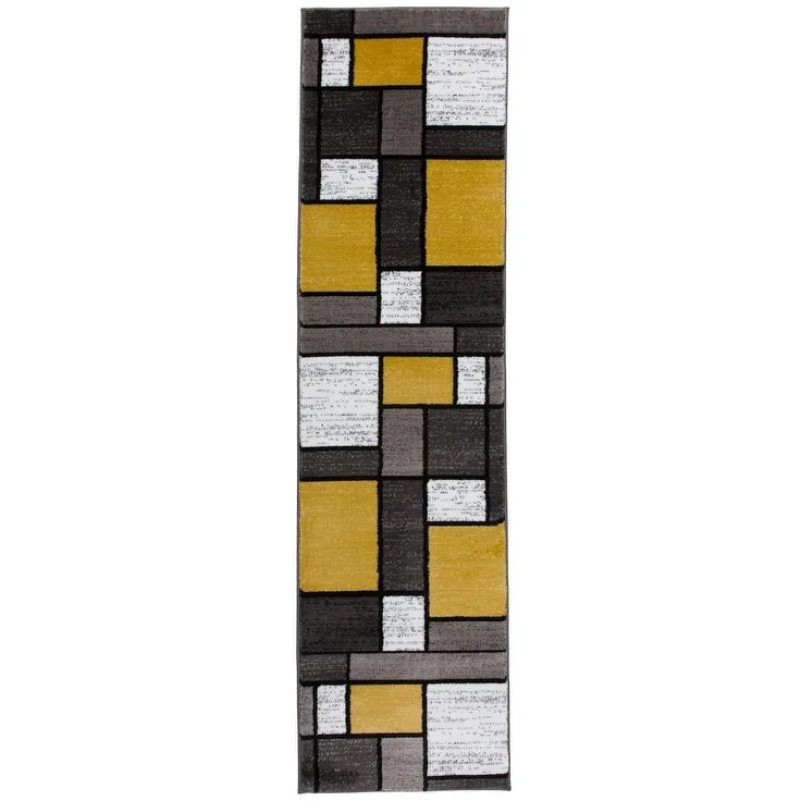 World Rug Gallery Contemporary Modern Boxed Color Block Area Rug
