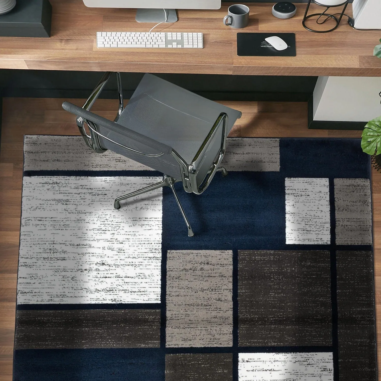 World Rug Gallery Contemporary Modern Boxed Color Block Area Rug