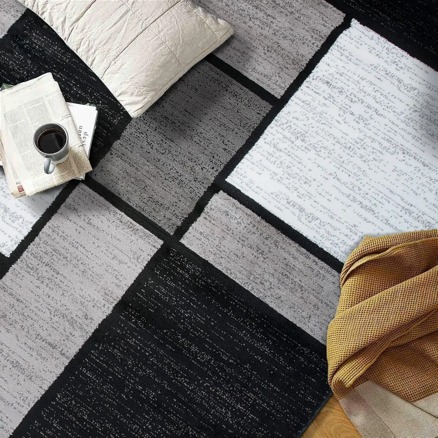 World Rug Gallery Contemporary Modern Boxed Color Block Area Rug