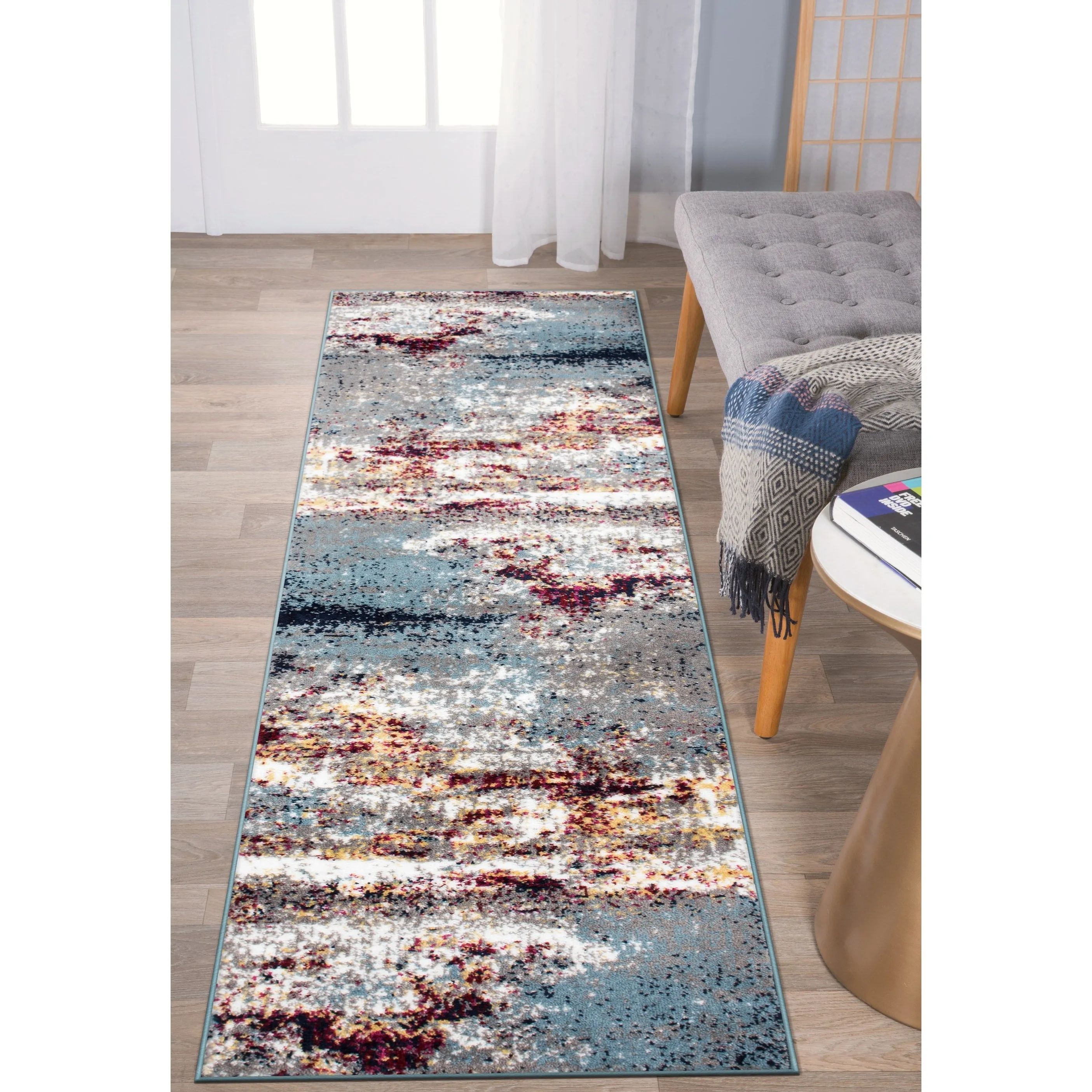 World Rug Gallery Distressed Abstract Watercolor Area Rug