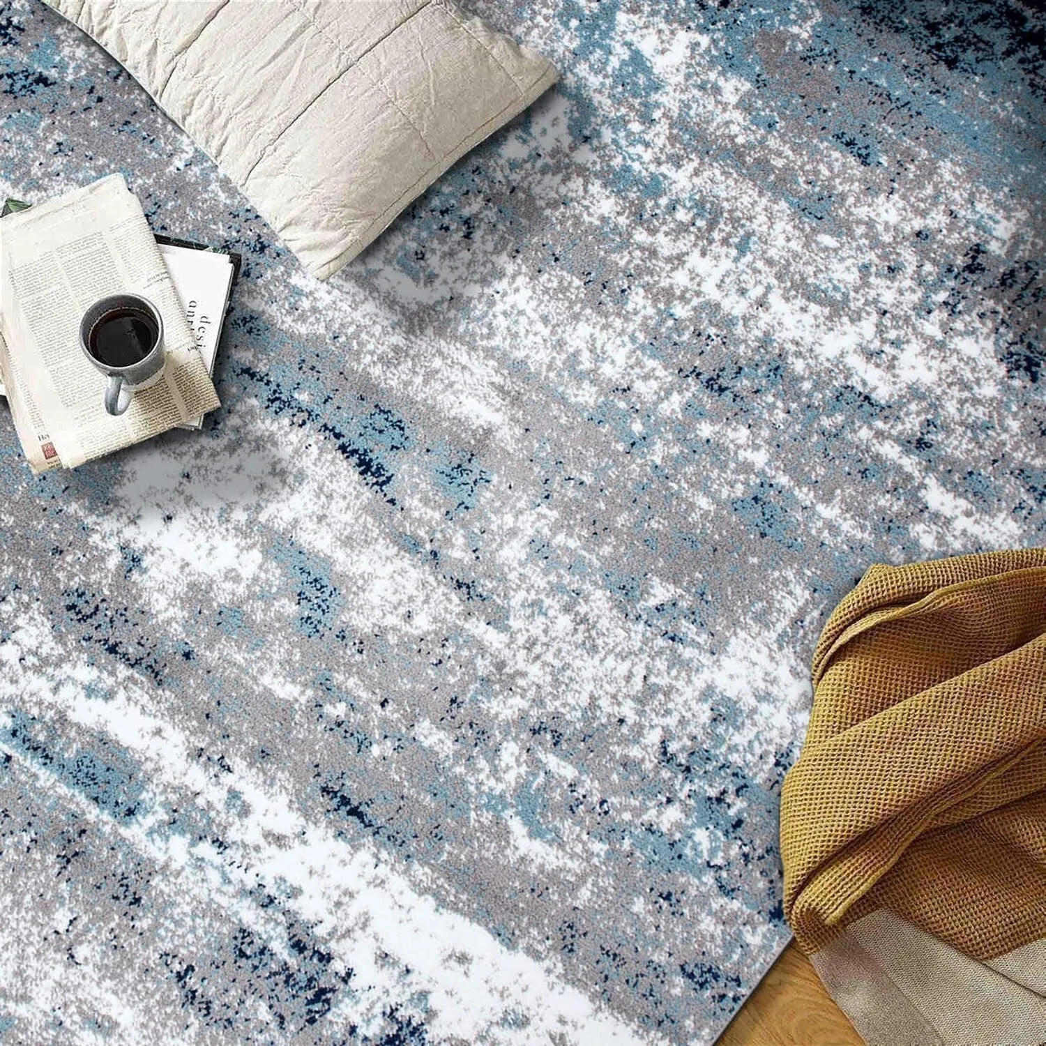 World Rug Gallery Distressed Abstract Watercolor Area Rug