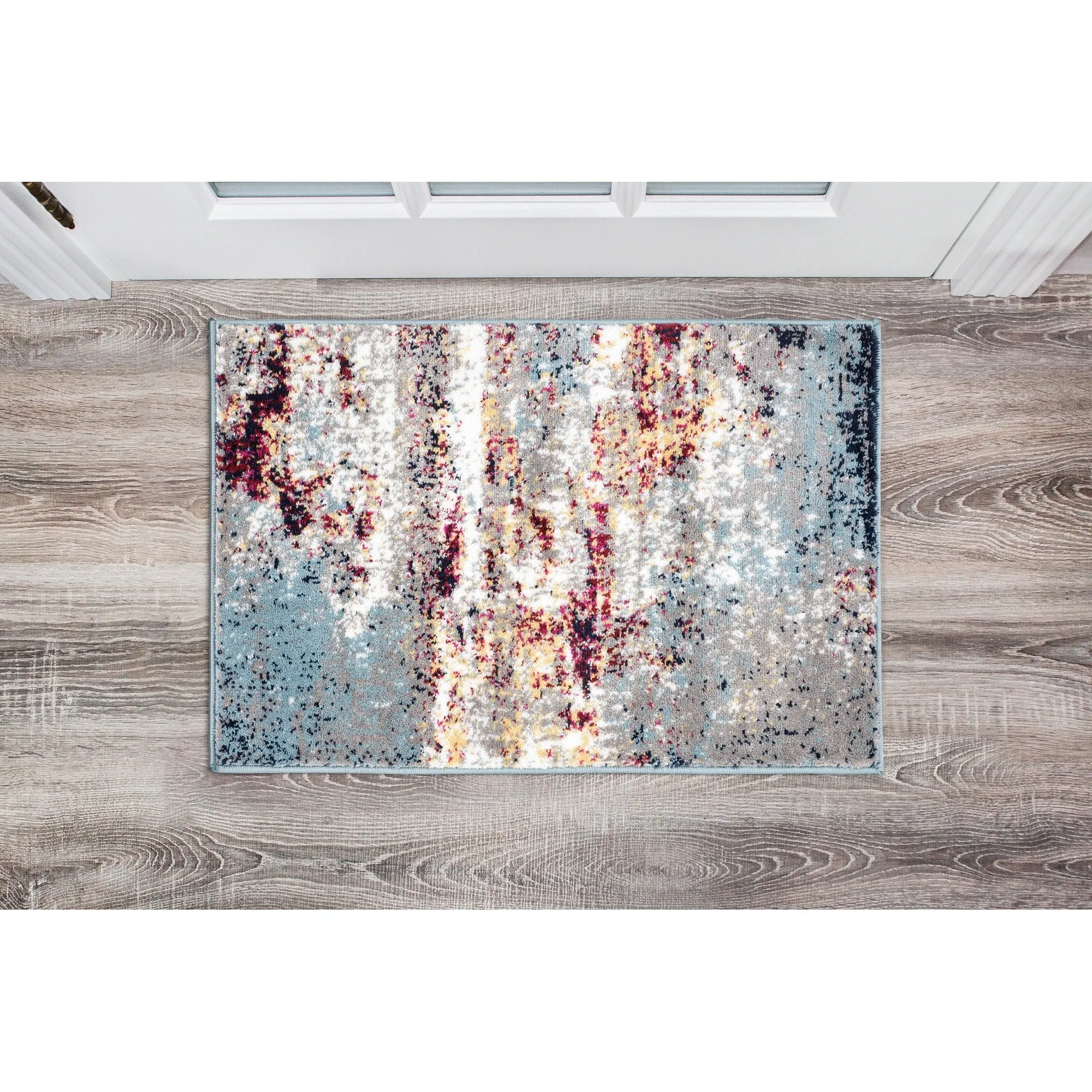 World Rug Gallery Distressed Abstract Watercolor Area Rug