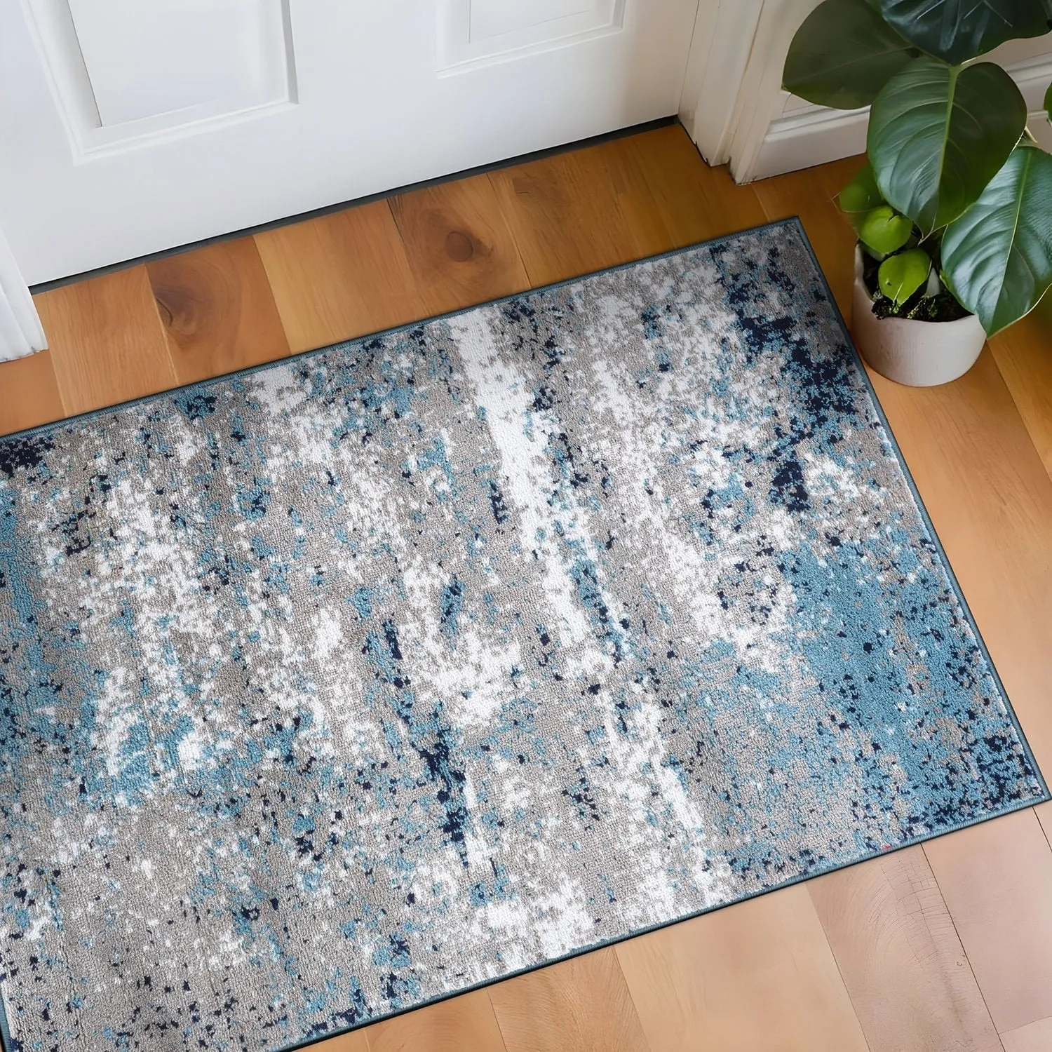 World Rug Gallery Distressed Abstract Watercolor Area Rug