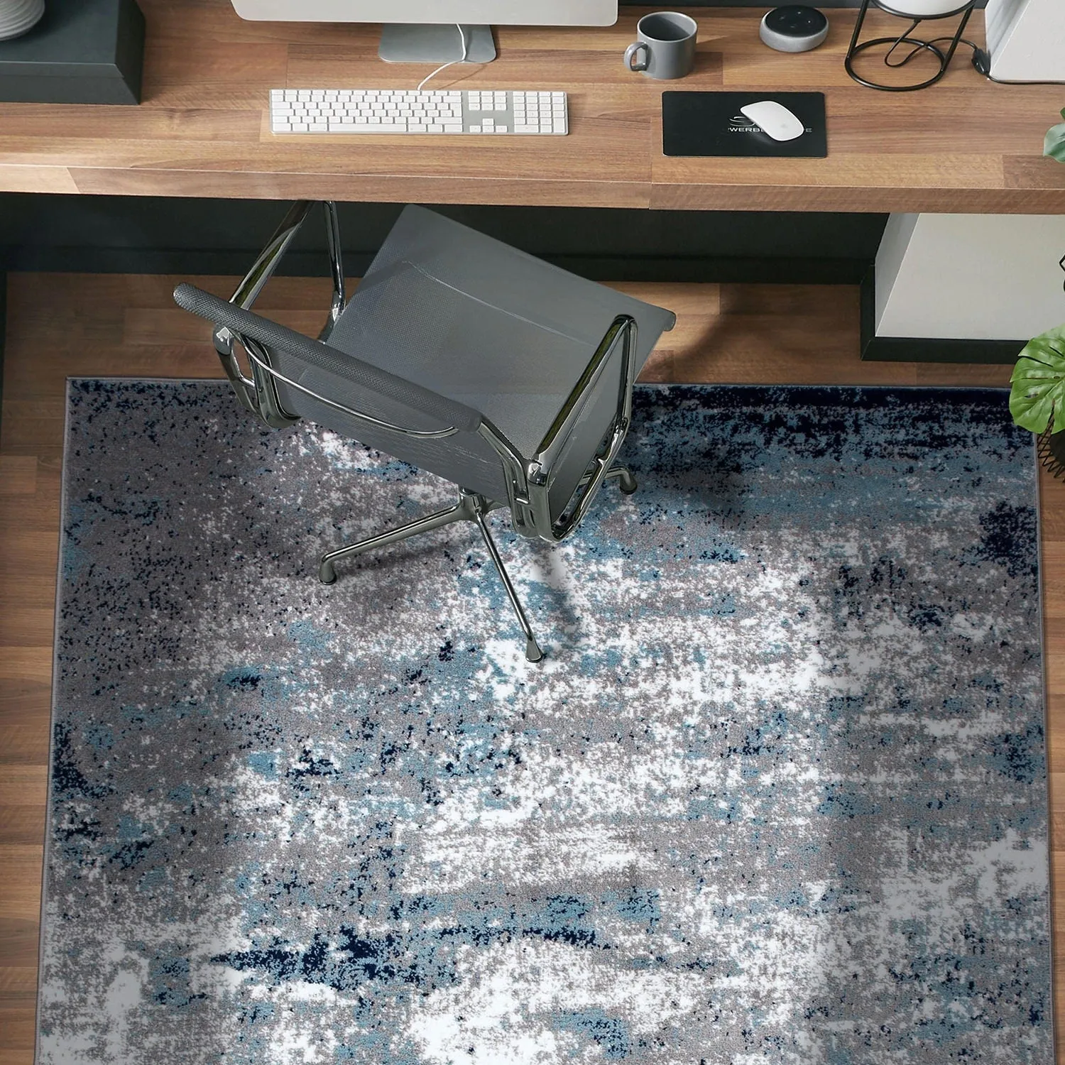 World Rug Gallery Distressed Abstract Watercolor Area Rug
