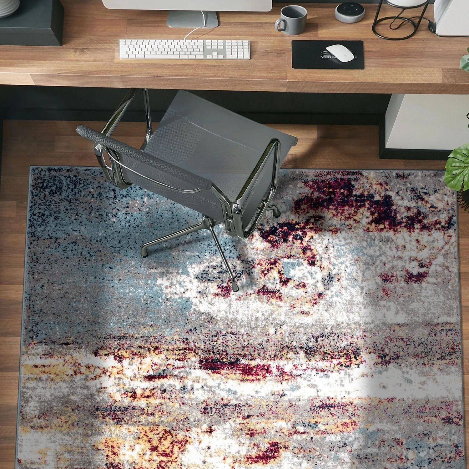 World Rug Gallery Distressed Abstract Watercolor Area Rug