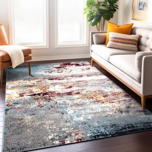 World Rug Gallery Distressed Abstract Watercolor Area Rug