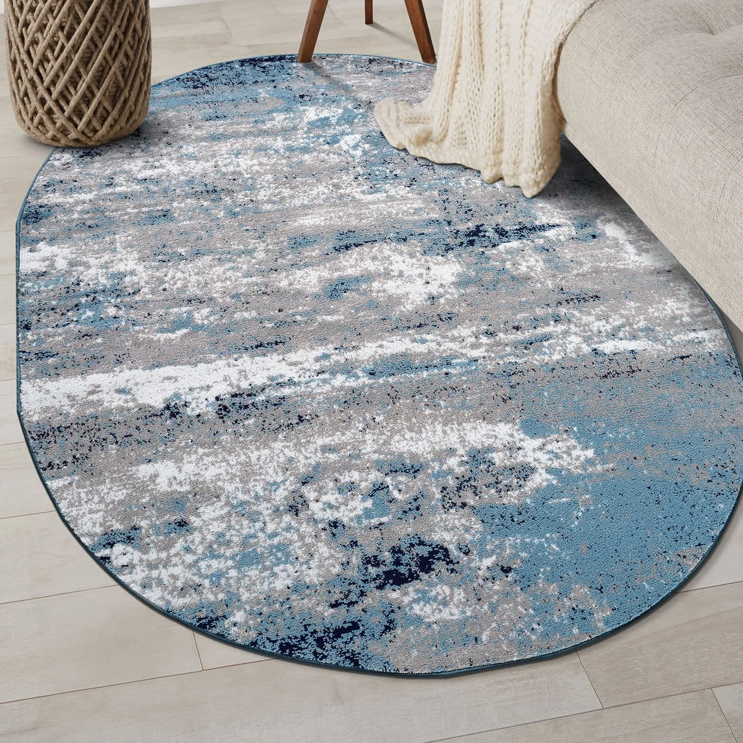 World Rug Gallery Distressed Abstract Watercolor Area Rug