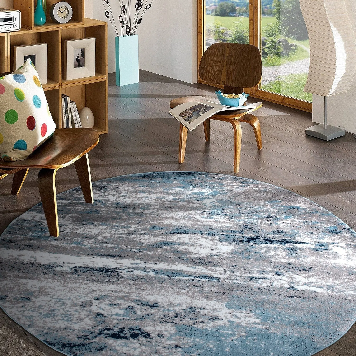 World Rug Gallery Distressed Abstract Watercolor Area Rug