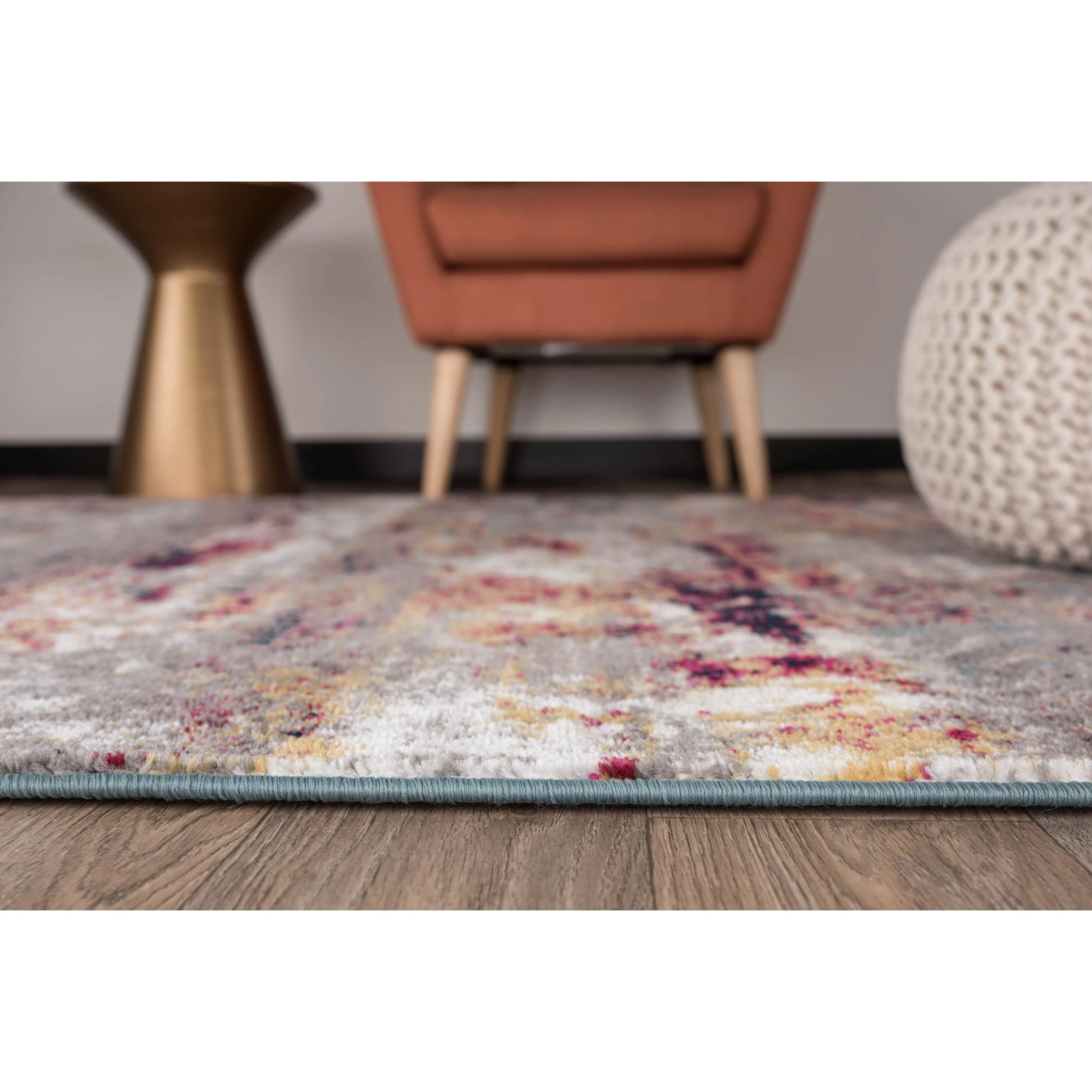 World Rug Gallery Distressed Abstract Watercolor Area Rug