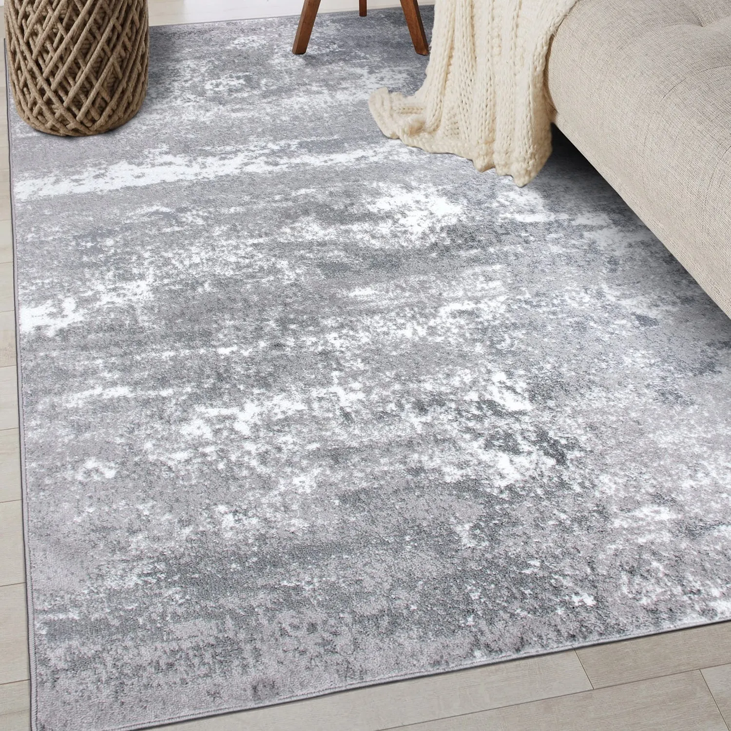 World Rug Gallery Distressed Abstract Watercolor Area Rug
