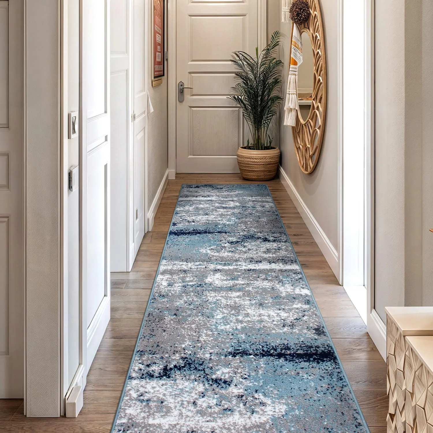 World Rug Gallery Distressed Abstract Watercolor Area Rug