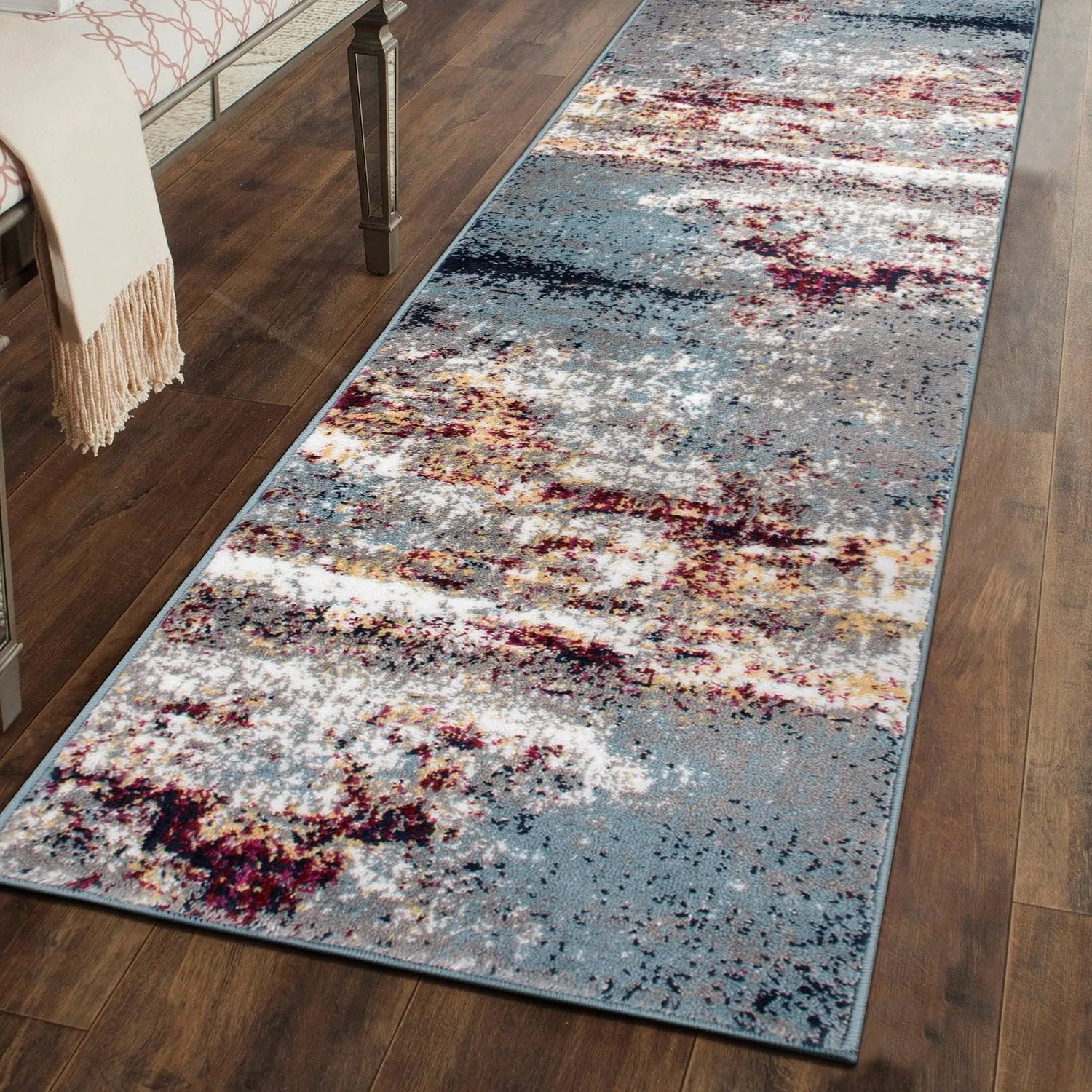 World Rug Gallery Distressed Abstract Watercolor Area Rug