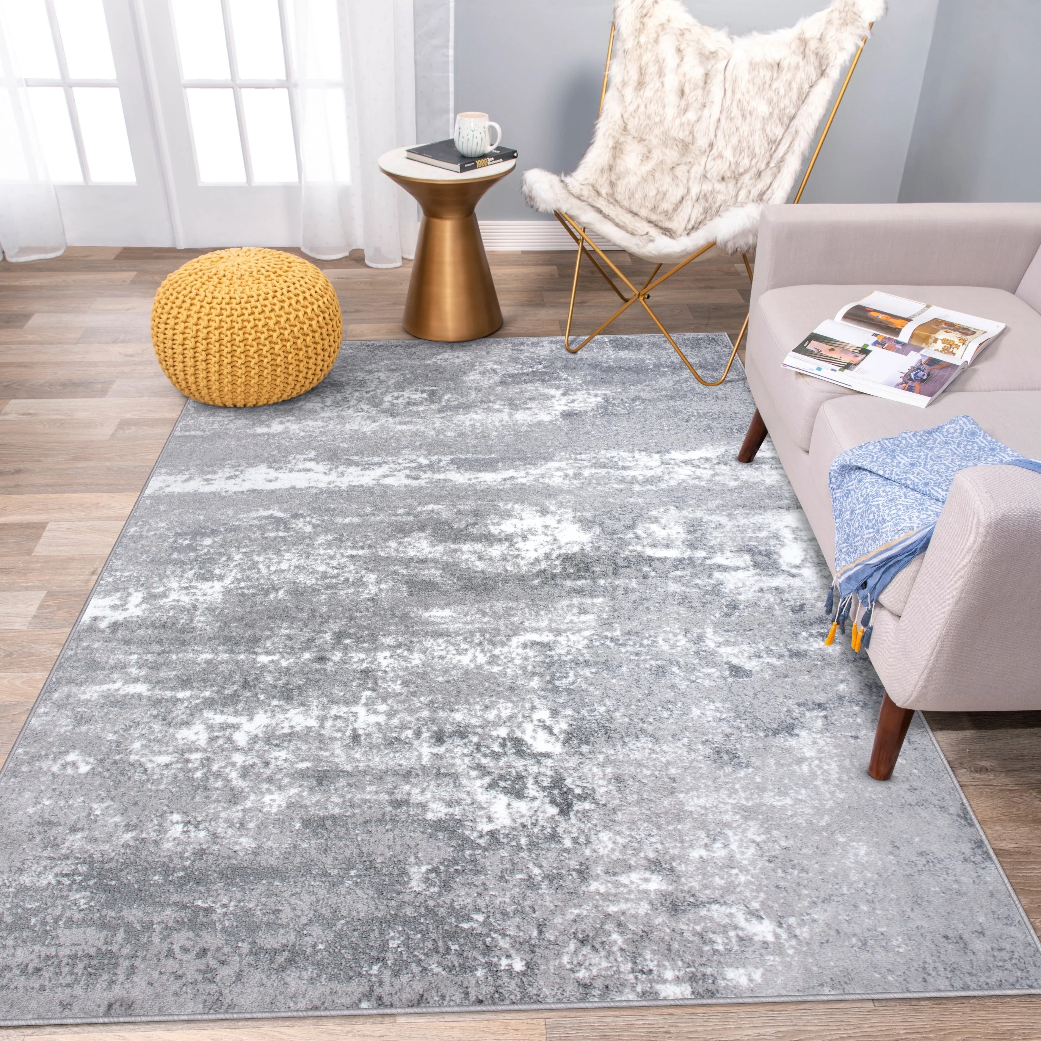 World Rug Gallery Distressed Abstract Watercolor Area Rug