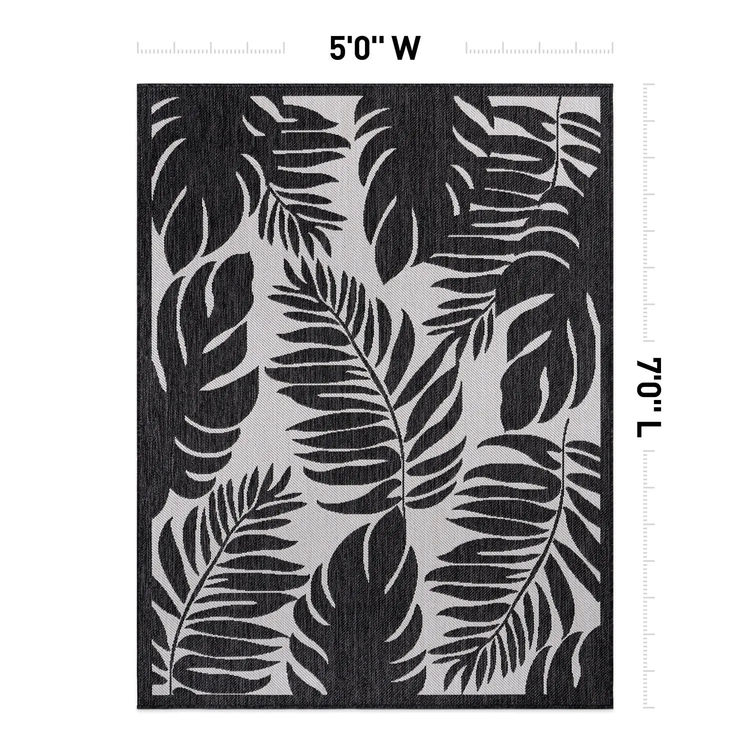 World Rug Gallery Floral Leaves Textured Flat Weave Indoor/Outdoor Area Rug