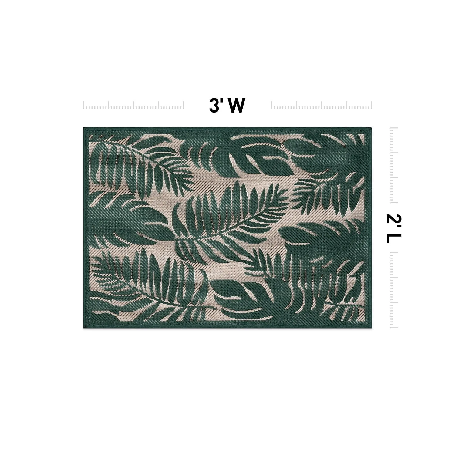 World Rug Gallery Floral Leaves Textured Flat Weave Indoor/Outdoor Area Rug