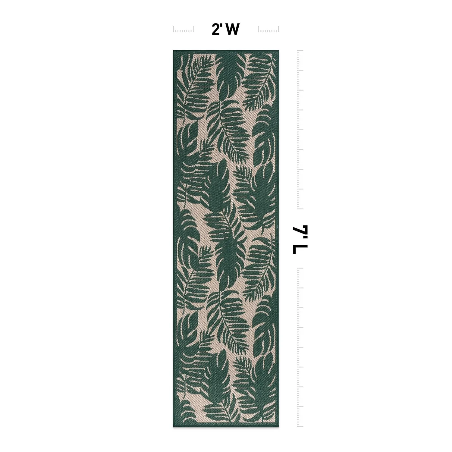 World Rug Gallery Floral Leaves Textured Flat Weave Indoor/Outdoor Area Rug