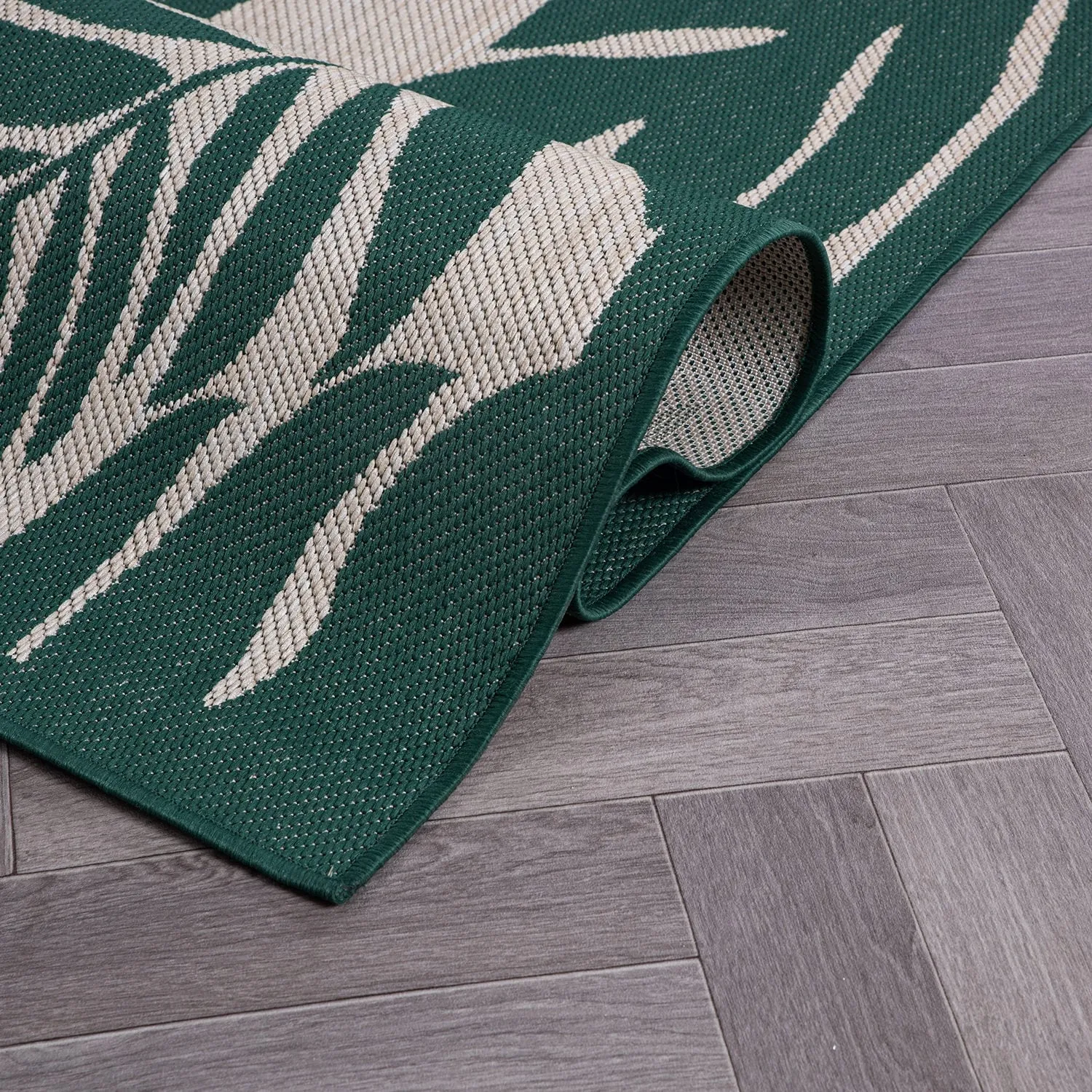 World Rug Gallery Floral Leaves Textured Flat Weave Indoor/Outdoor Area Rug