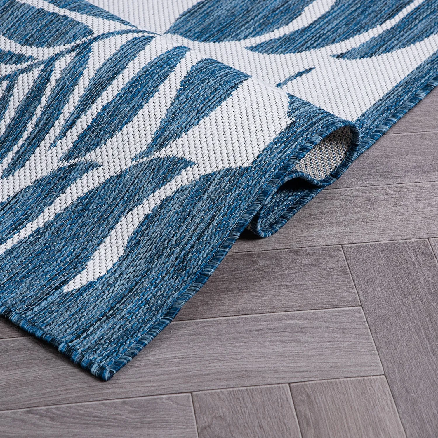 World Rug Gallery Floral Leaves Textured Flat Weave Indoor/Outdoor Area Rug