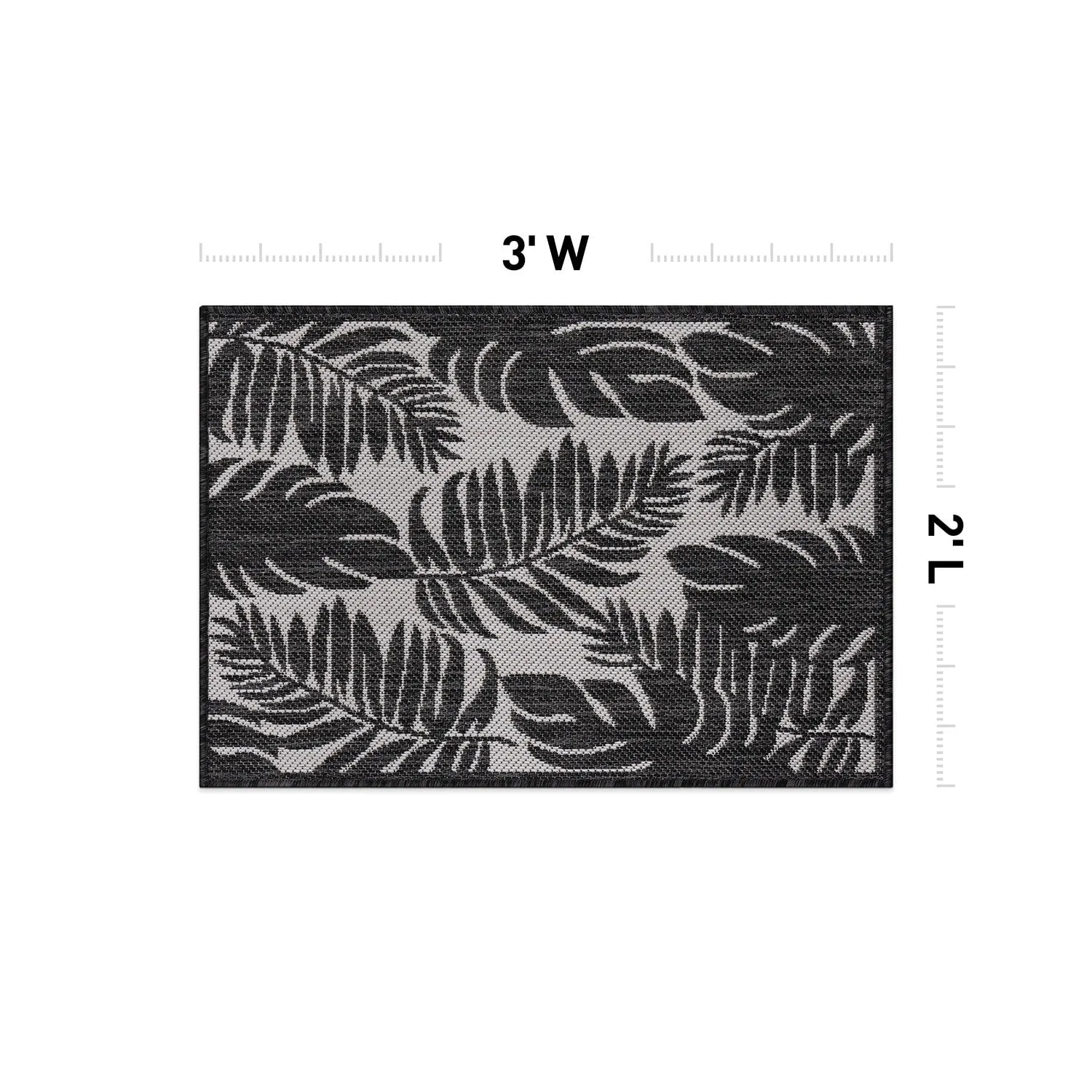 World Rug Gallery Floral Leaves Textured Flat Weave Indoor/Outdoor Area Rug