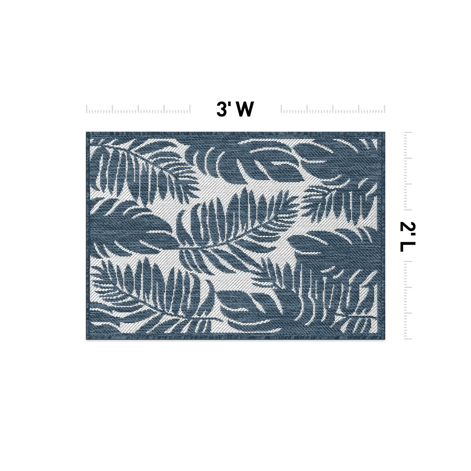 World Rug Gallery Floral Leaves Textured Flat Weave Indoor/Outdoor Area Rug
