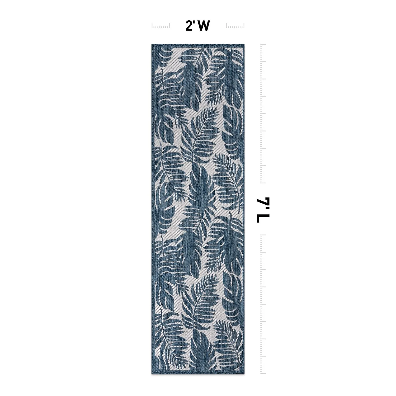 World Rug Gallery Floral Leaves Textured Flat Weave Indoor/Outdoor Area Rug