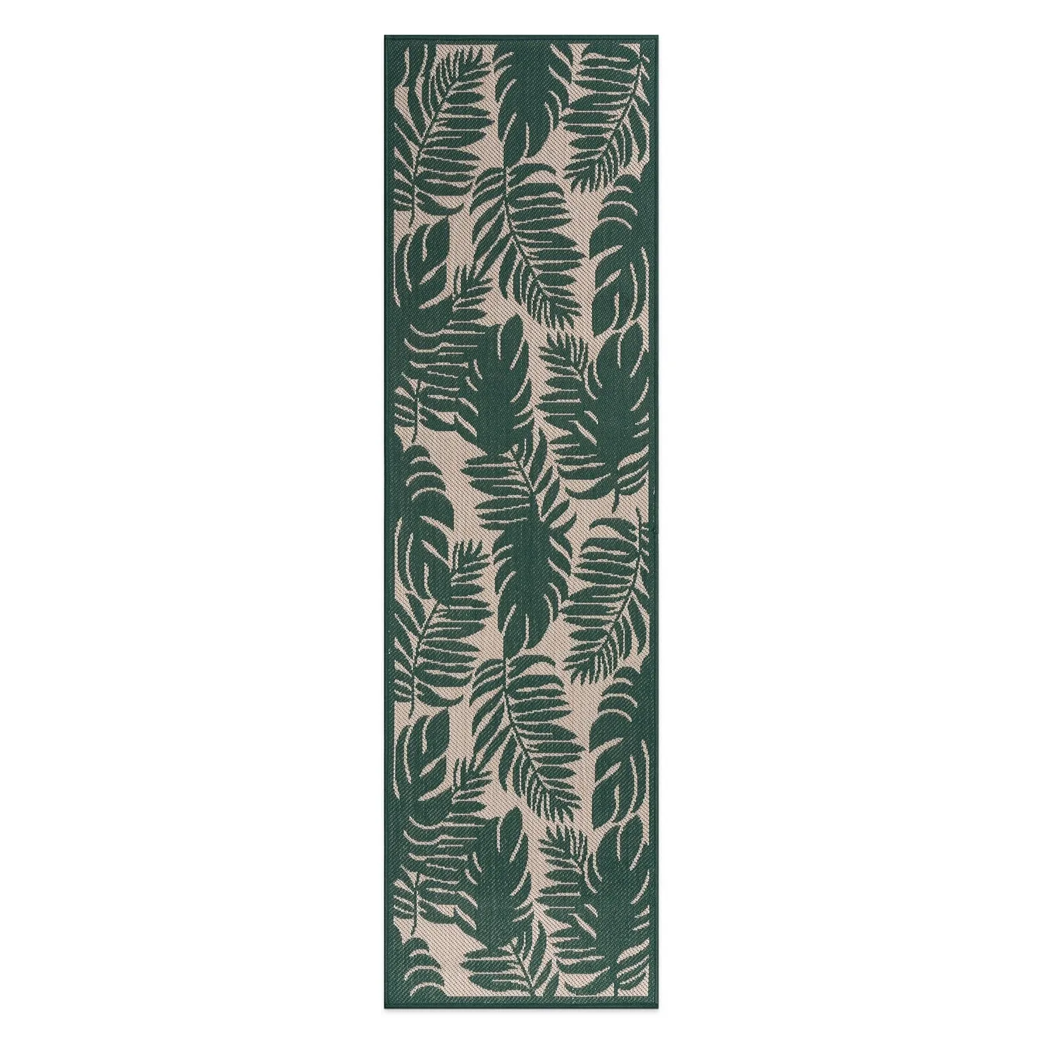 World Rug Gallery Floral Leaves Textured Flat Weave Indoor/Outdoor Area Rug
