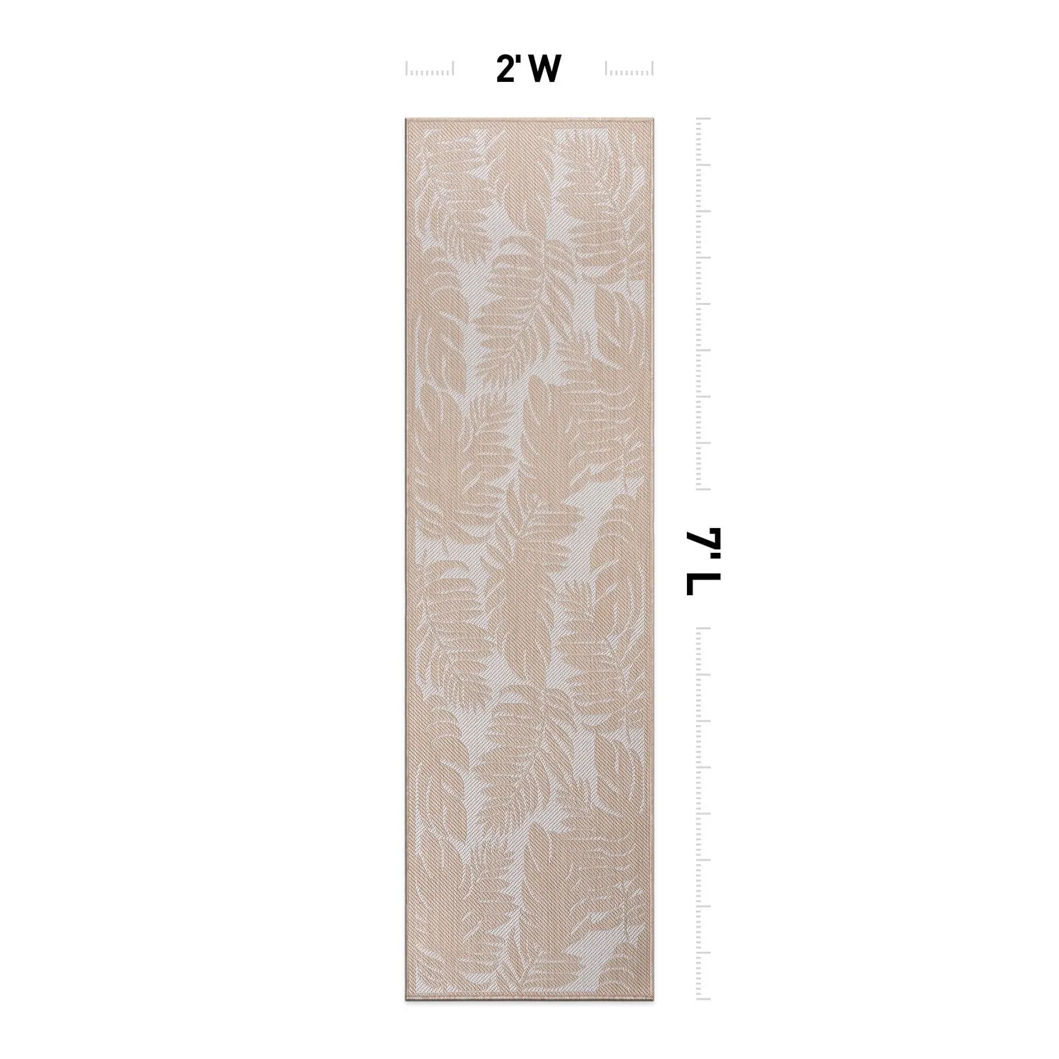 World Rug Gallery Floral Leaves Textured Flat Weave Indoor/Outdoor Area Rug