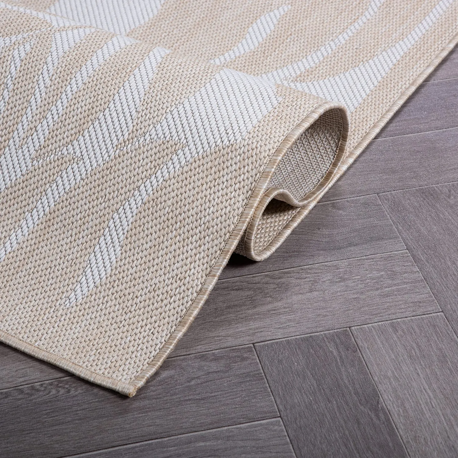 World Rug Gallery Floral Leaves Textured Flat Weave Indoor/Outdoor Area Rug