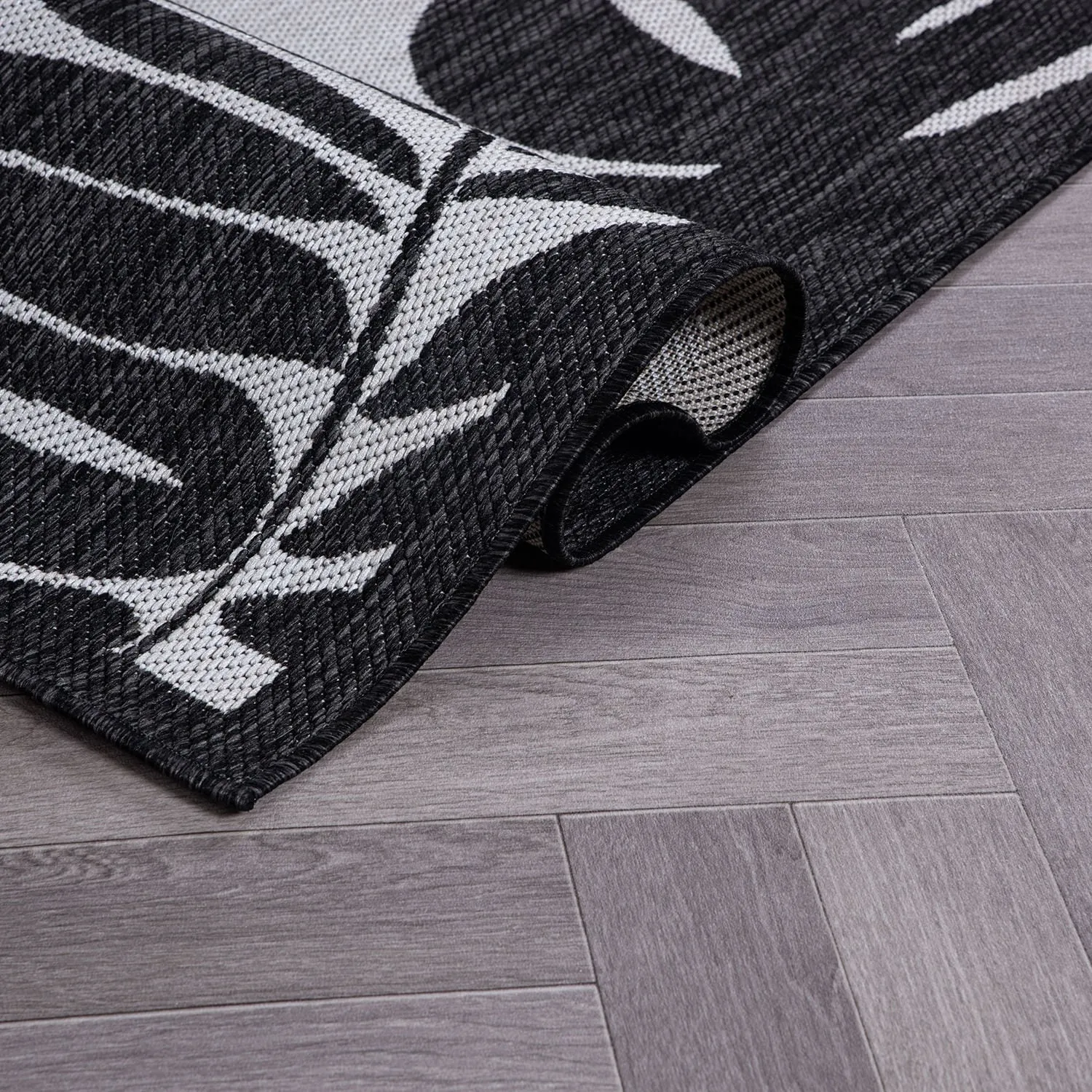 World Rug Gallery Floral Leaves Textured Flat Weave Indoor/Outdoor Area Rug