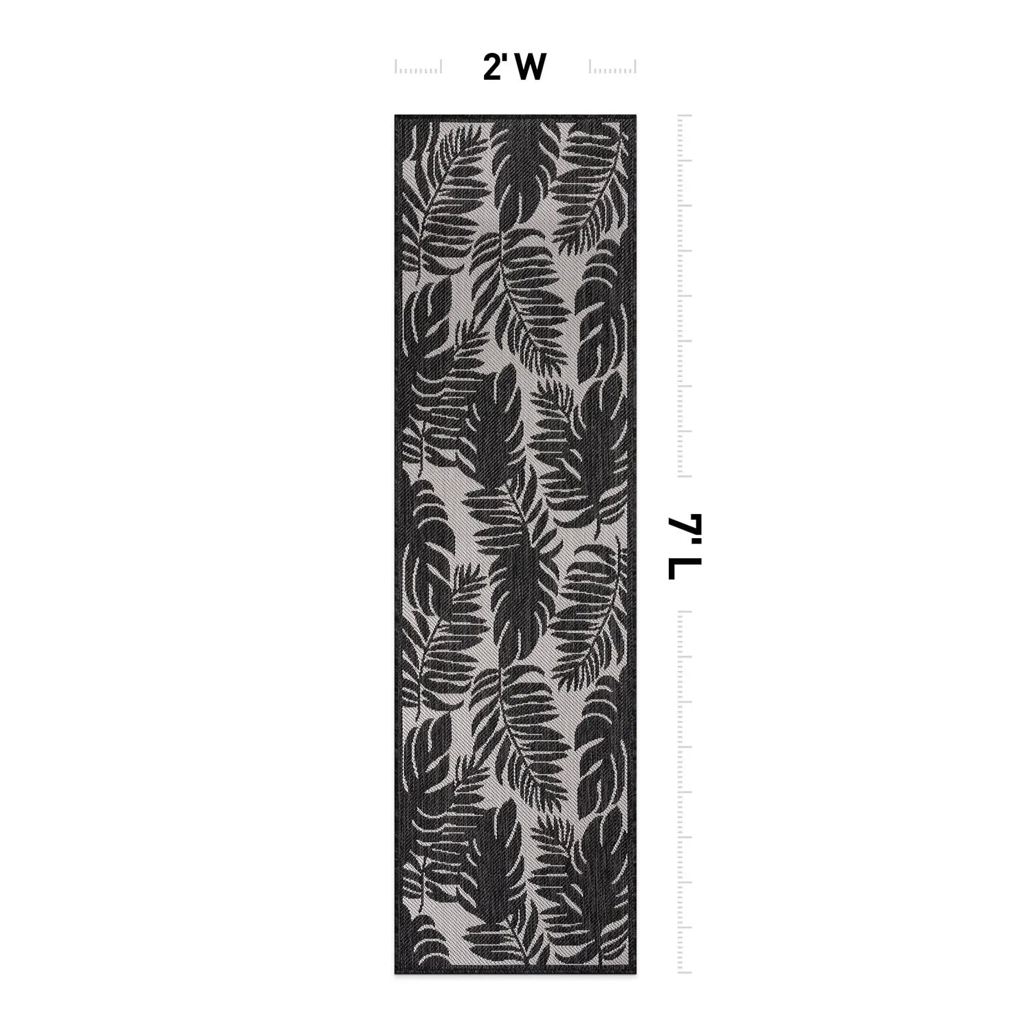 World Rug Gallery Floral Leaves Textured Flat Weave Indoor/Outdoor Area Rug