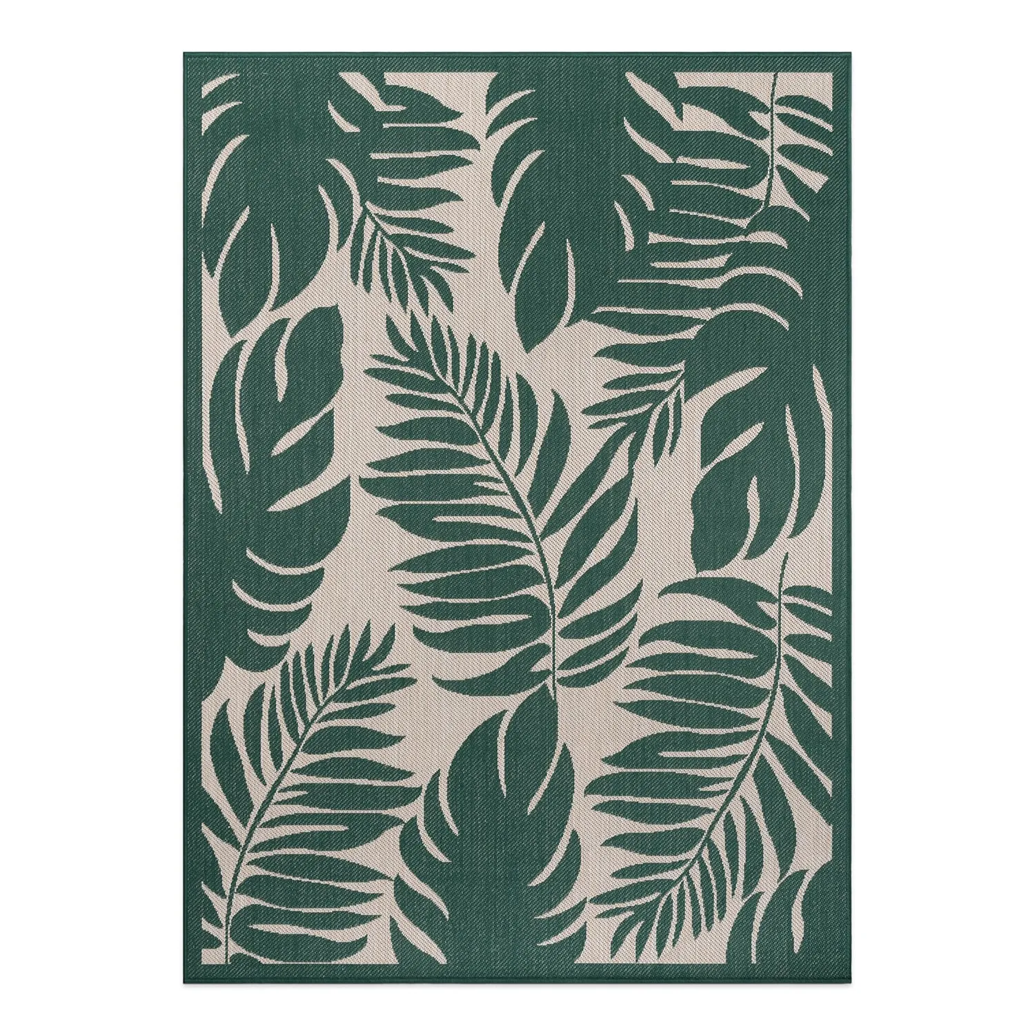 World Rug Gallery Floral Leaves Textured Flat Weave Indoor/Outdoor Area Rug