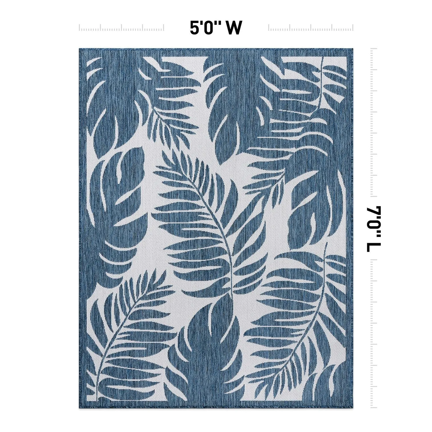 World Rug Gallery Floral Leaves Textured Flat Weave Indoor/Outdoor Area Rug