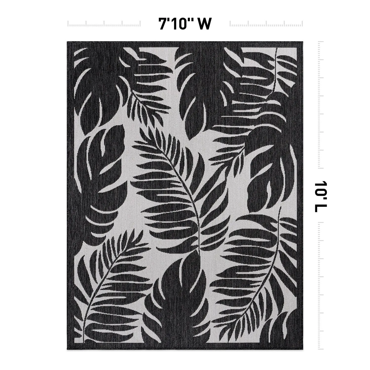 World Rug Gallery Floral Leaves Textured Flat Weave Indoor/Outdoor Area Rug
