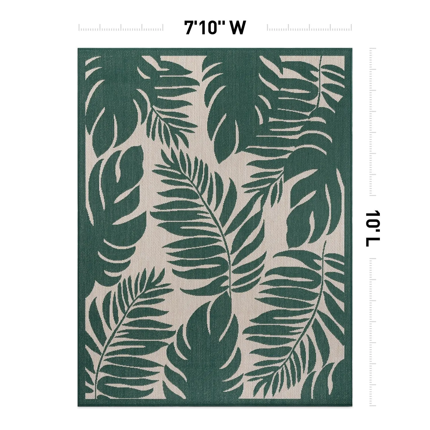 World Rug Gallery Floral Leaves Textured Flat Weave Indoor/Outdoor Area Rug