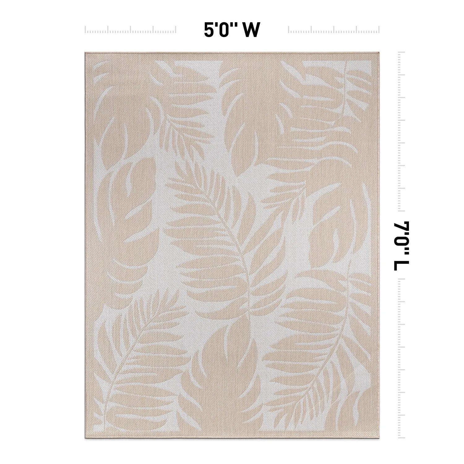 World Rug Gallery Floral Leaves Textured Flat Weave Indoor/Outdoor Area Rug