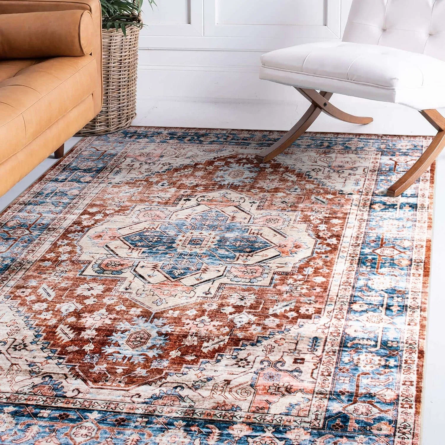 World Rug Gallery Transitional Distressed Machine Washable Area Rug