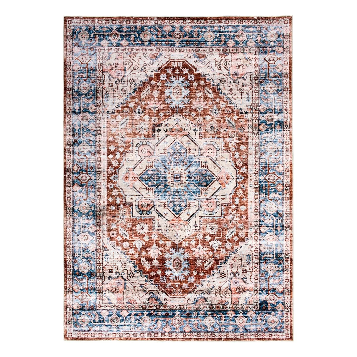 World Rug Gallery Transitional Distressed Machine Washable Area Rug