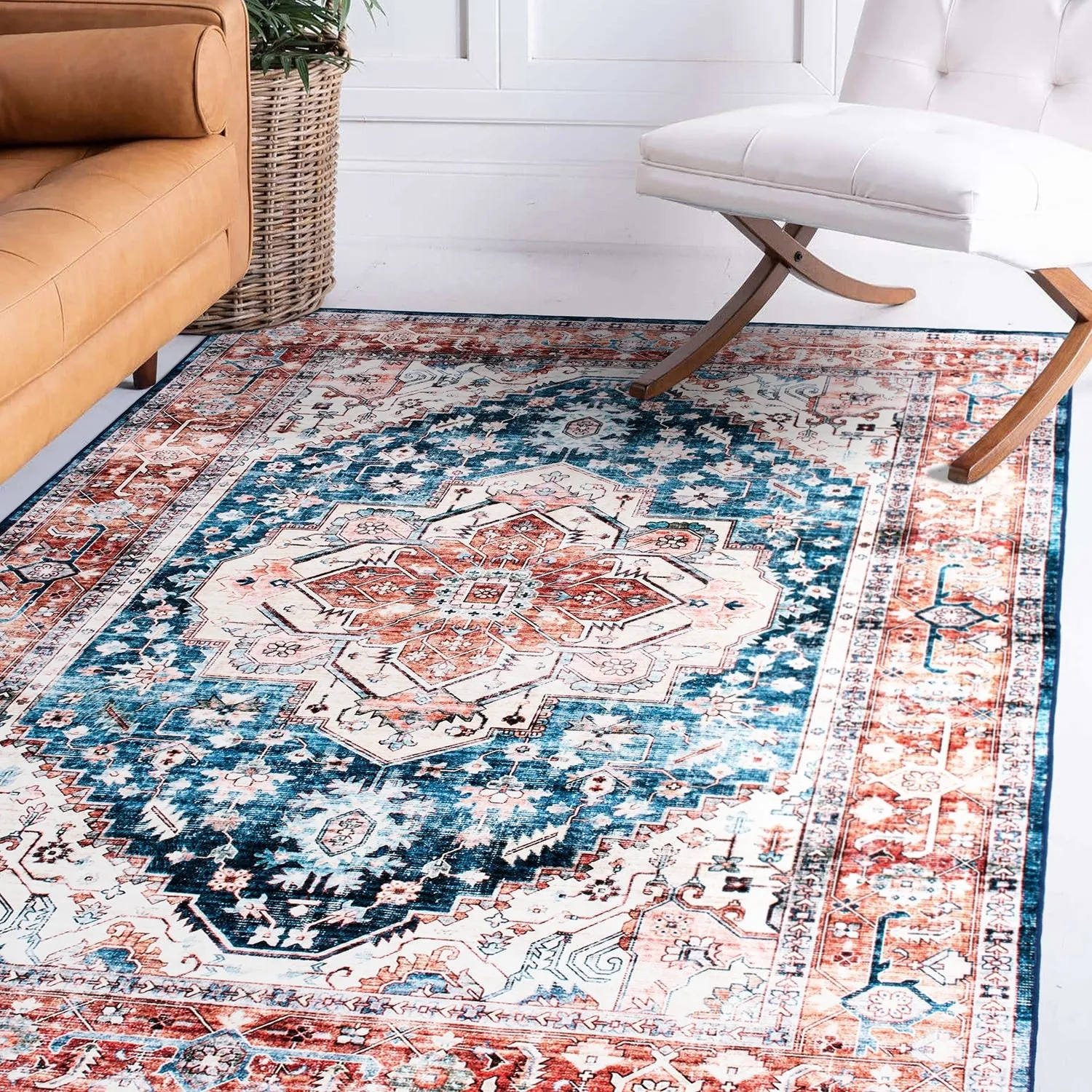 World Rug Gallery Transitional Distressed Machine Washable Area Rug