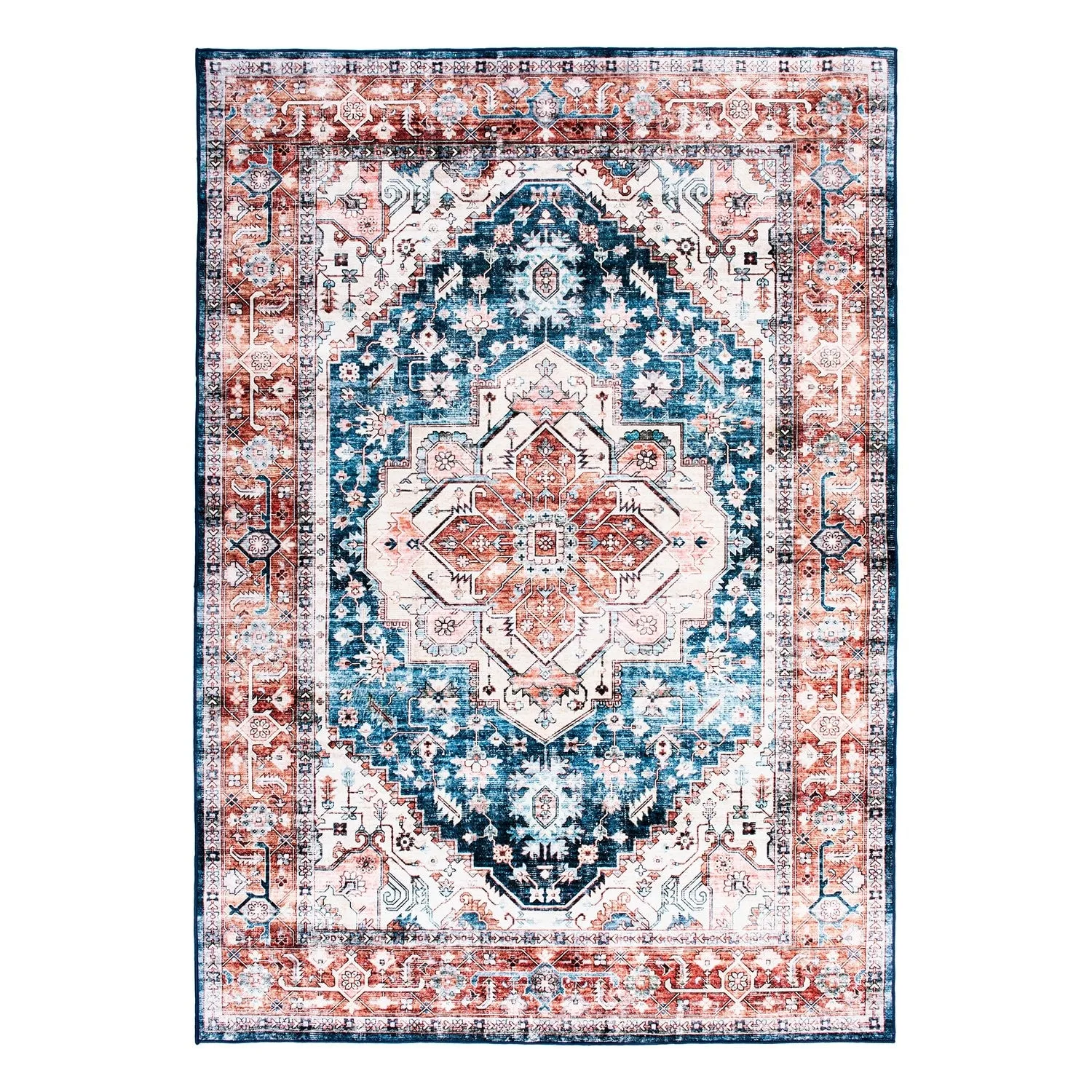 World Rug Gallery Transitional Distressed Machine Washable Area Rug