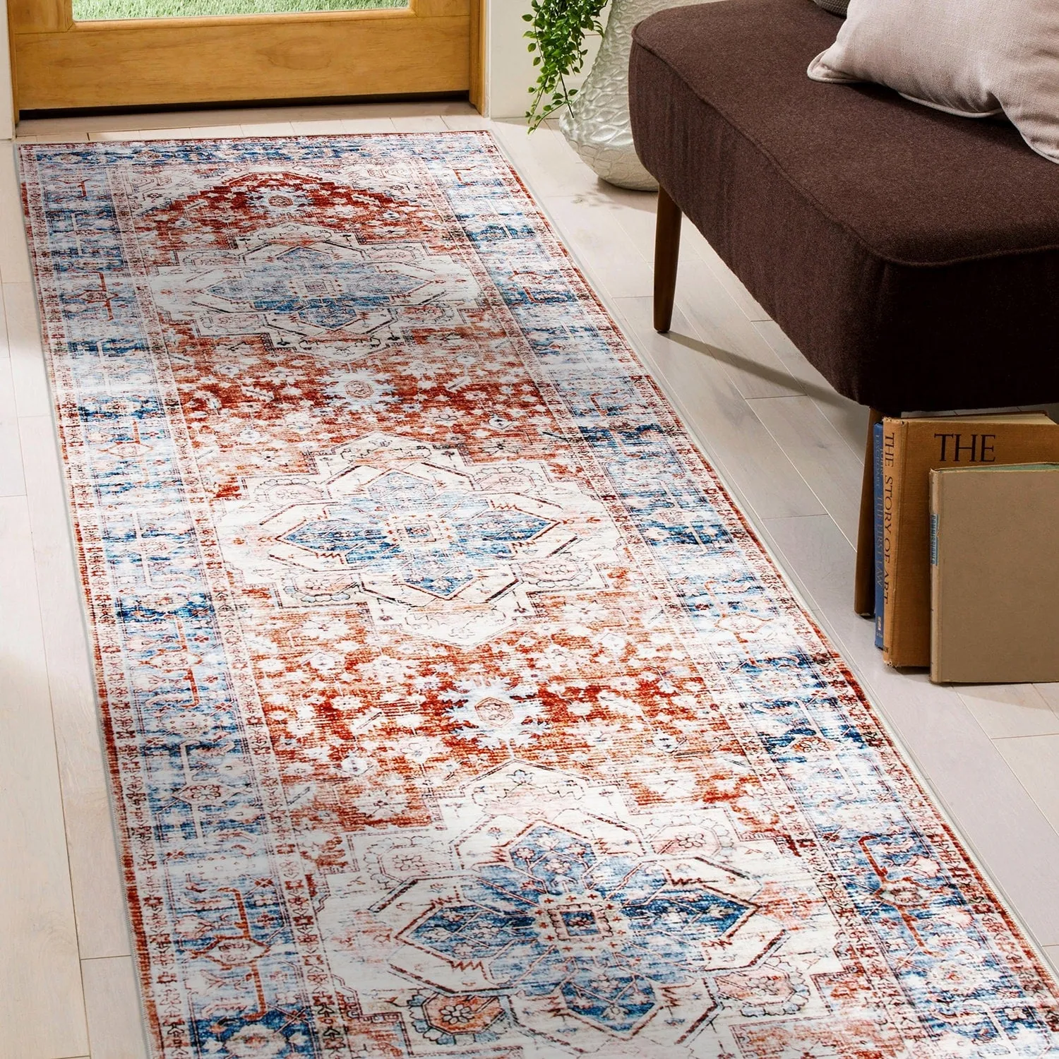 World Rug Gallery Transitional Distressed Machine Washable Area Rug