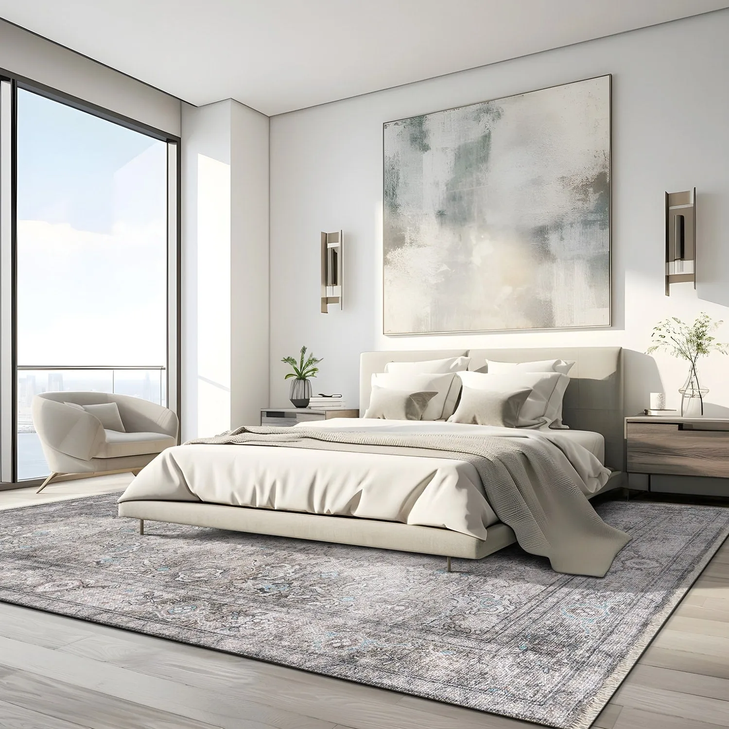 World Rug Gallery Transitional Distressed Vintage Machine Washable Area Rug
