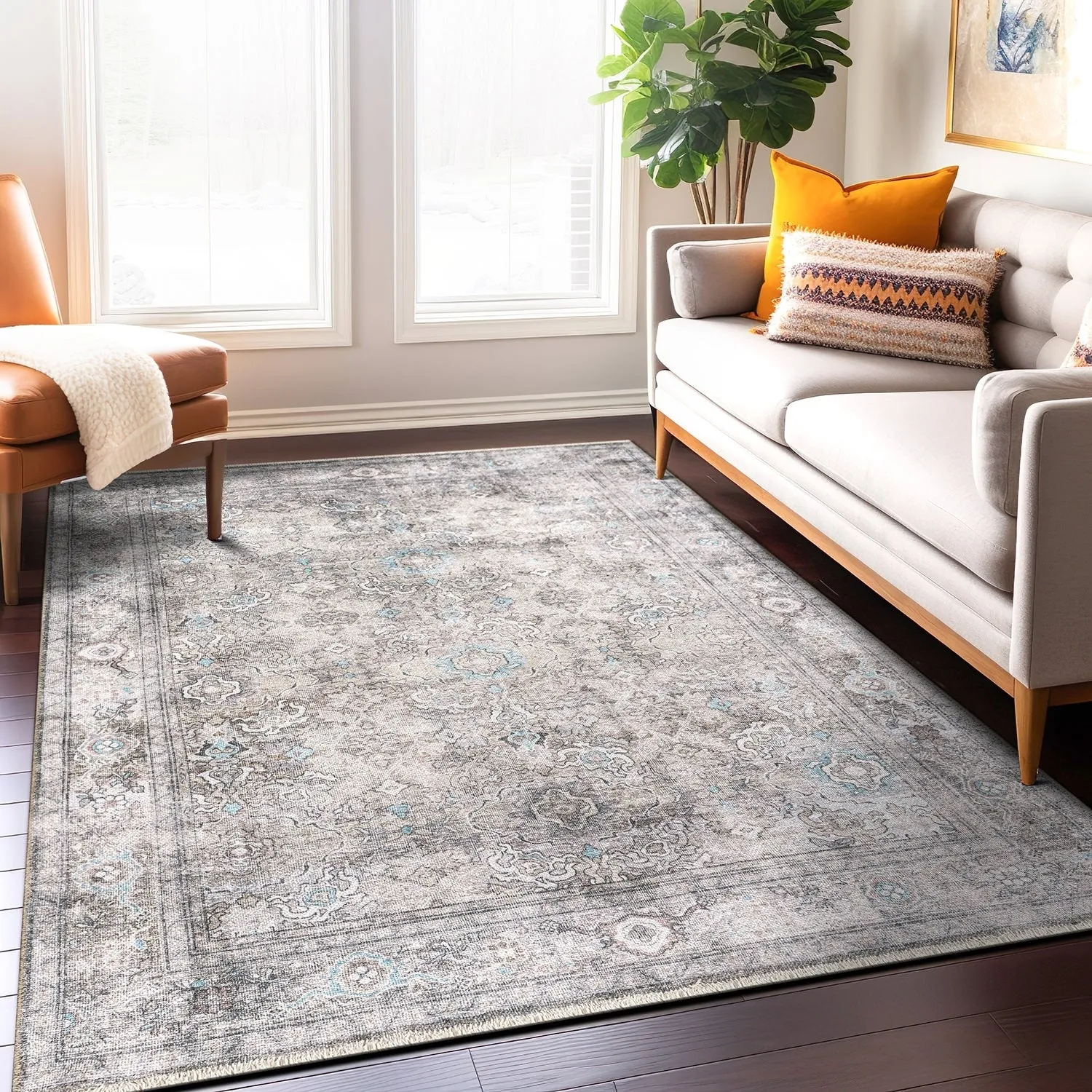 World Rug Gallery Transitional Distressed Vintage Machine Washable Area Rug