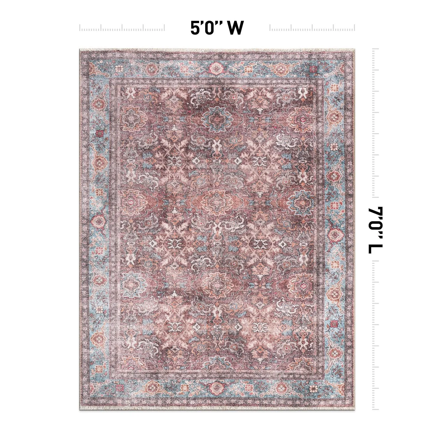 World Rug Gallery Transitional Distressed Vintage Machine Washable Area Rug