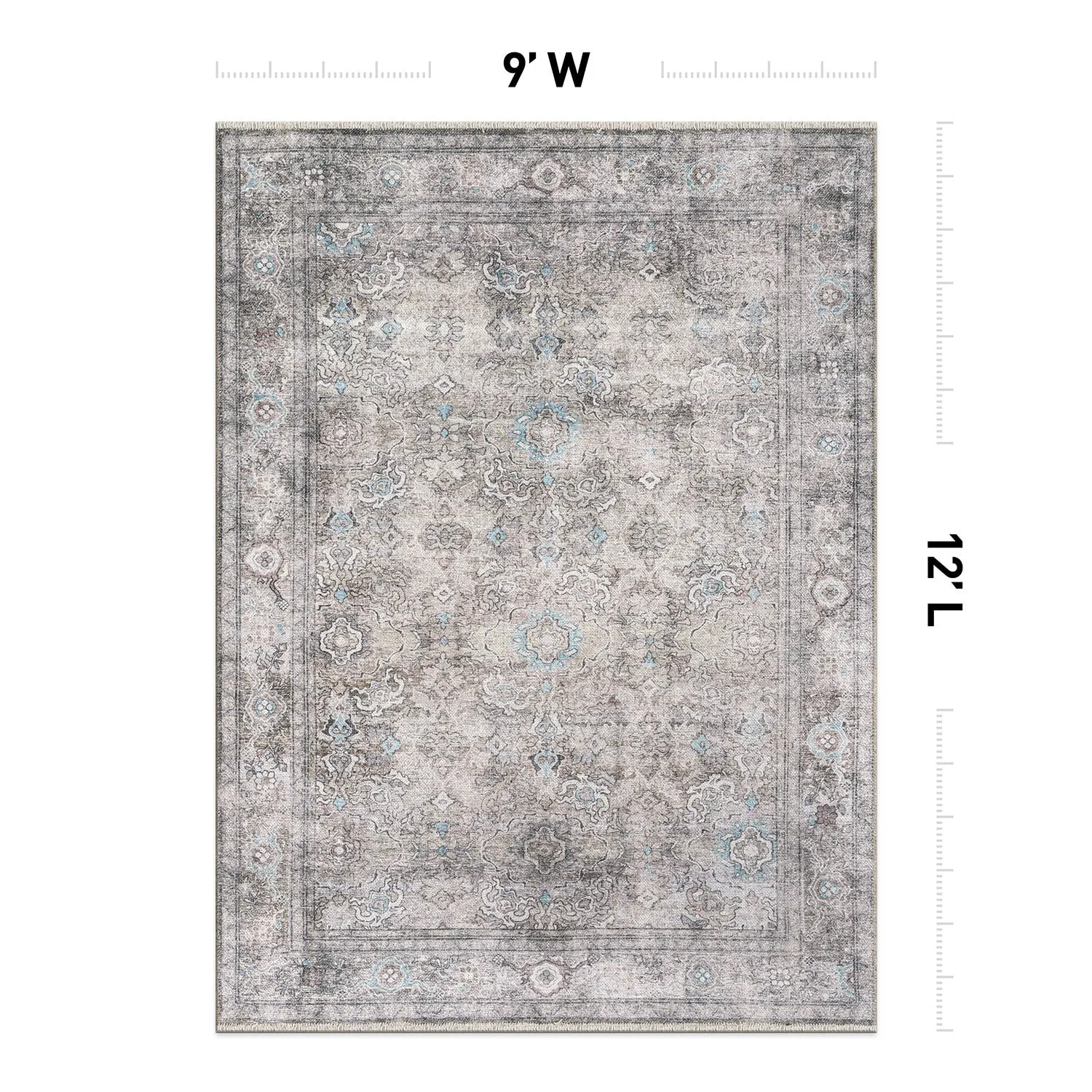 World Rug Gallery Transitional Distressed Vintage Machine Washable Area Rug