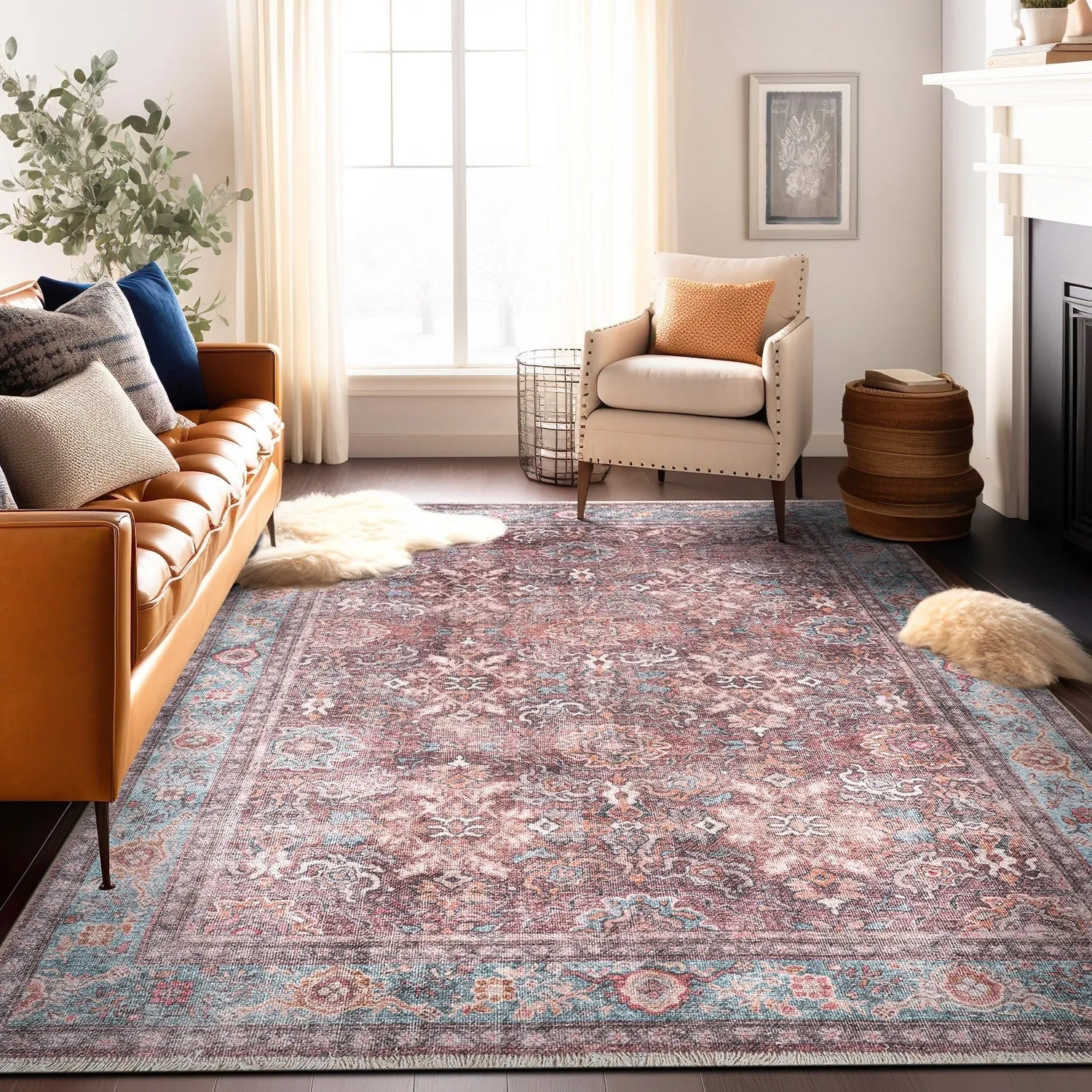 World Rug Gallery Transitional Distressed Vintage Machine Washable Area Rug