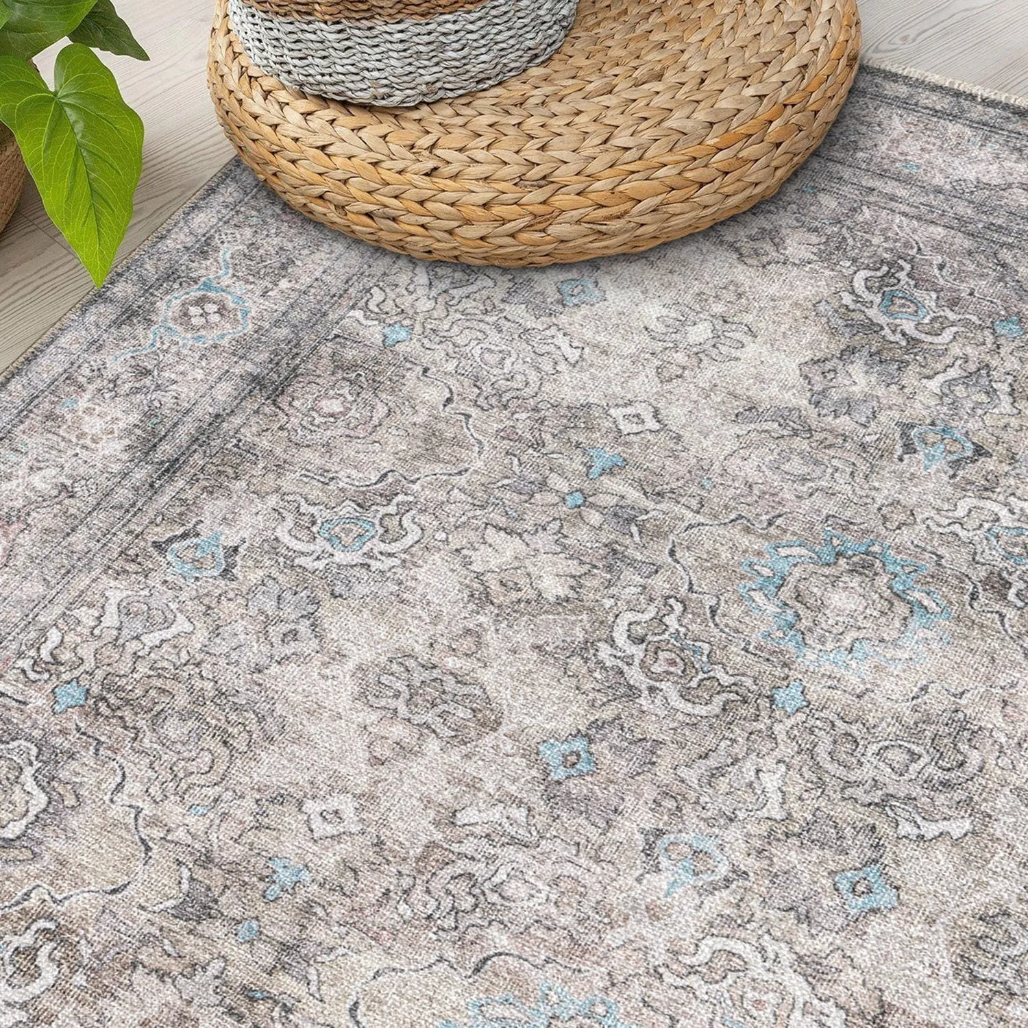 World Rug Gallery Transitional Distressed Vintage Machine Washable Area Rug