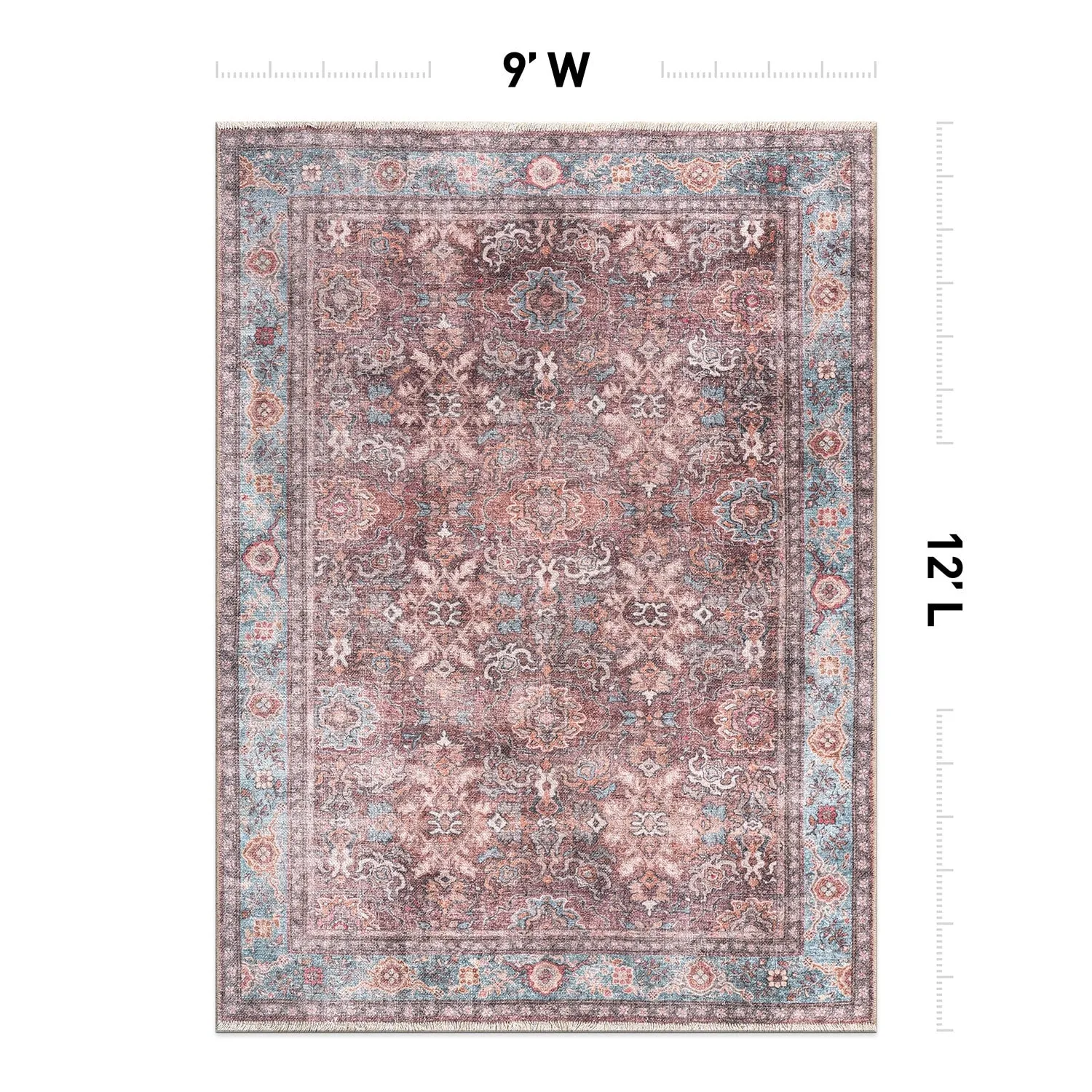 World Rug Gallery Transitional Distressed Vintage Machine Washable Area Rug