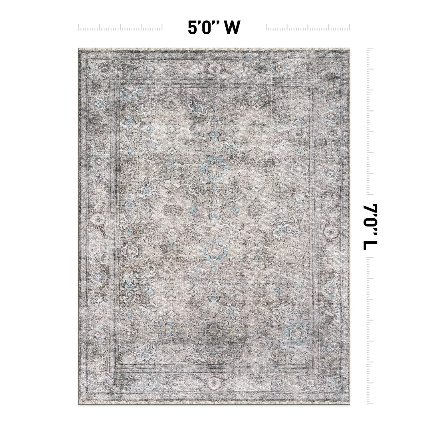 World Rug Gallery Transitional Distressed Vintage Machine Washable Area Rug